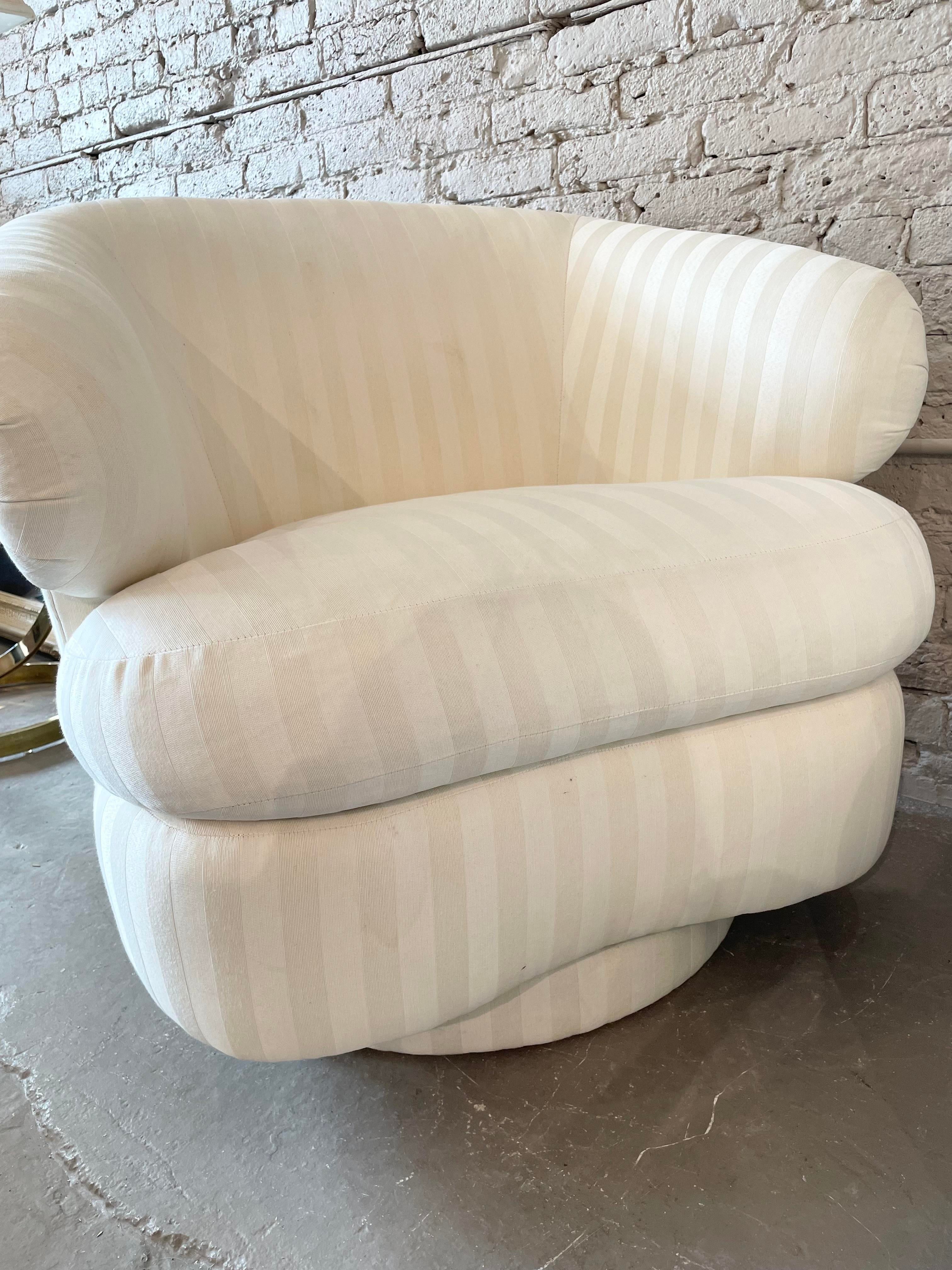 1990s Bernhardt Curved Arm Swivel Chairs - a Pair