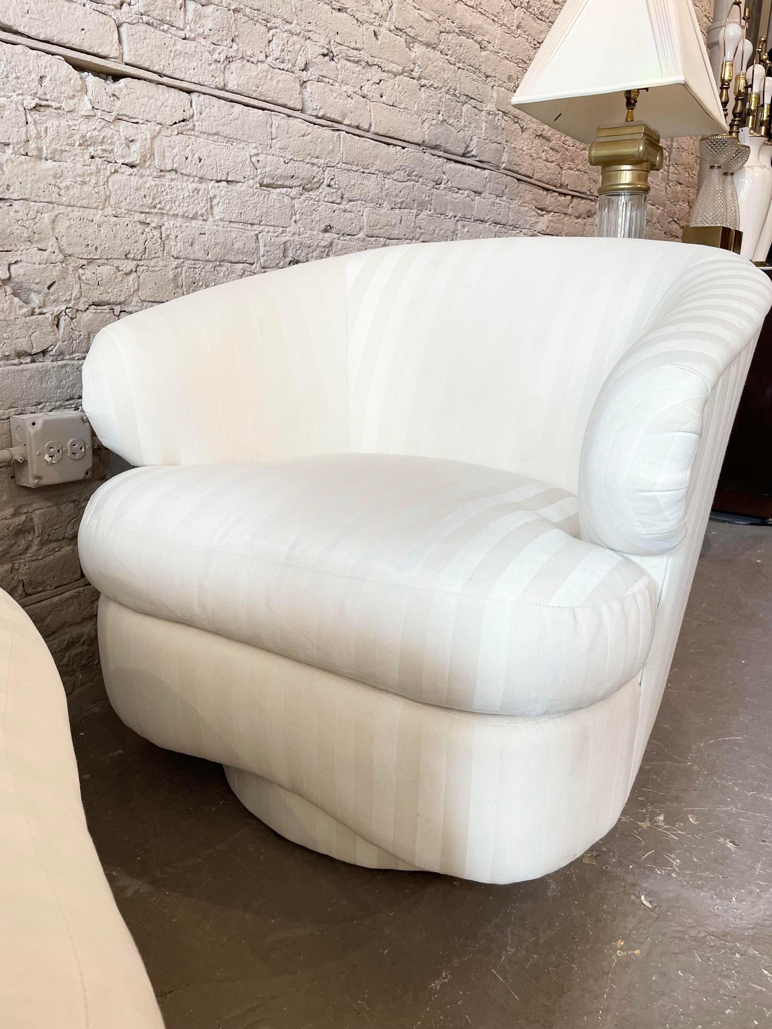 1990s Bernhardt Curved Arm Swivel Chairs - a Pair