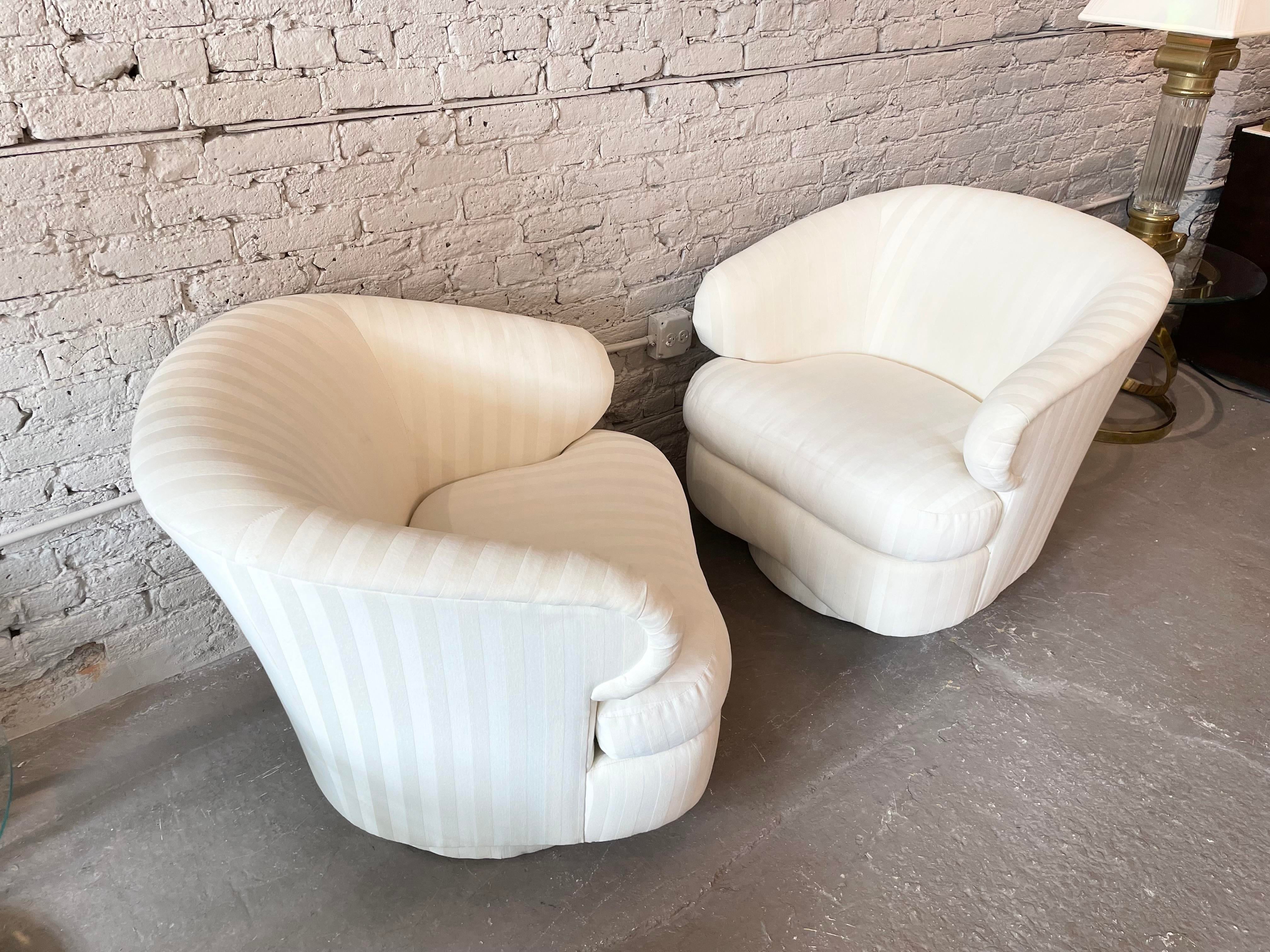 1990s Bernhardt Curved Arm Swivel Chairs - a Pair