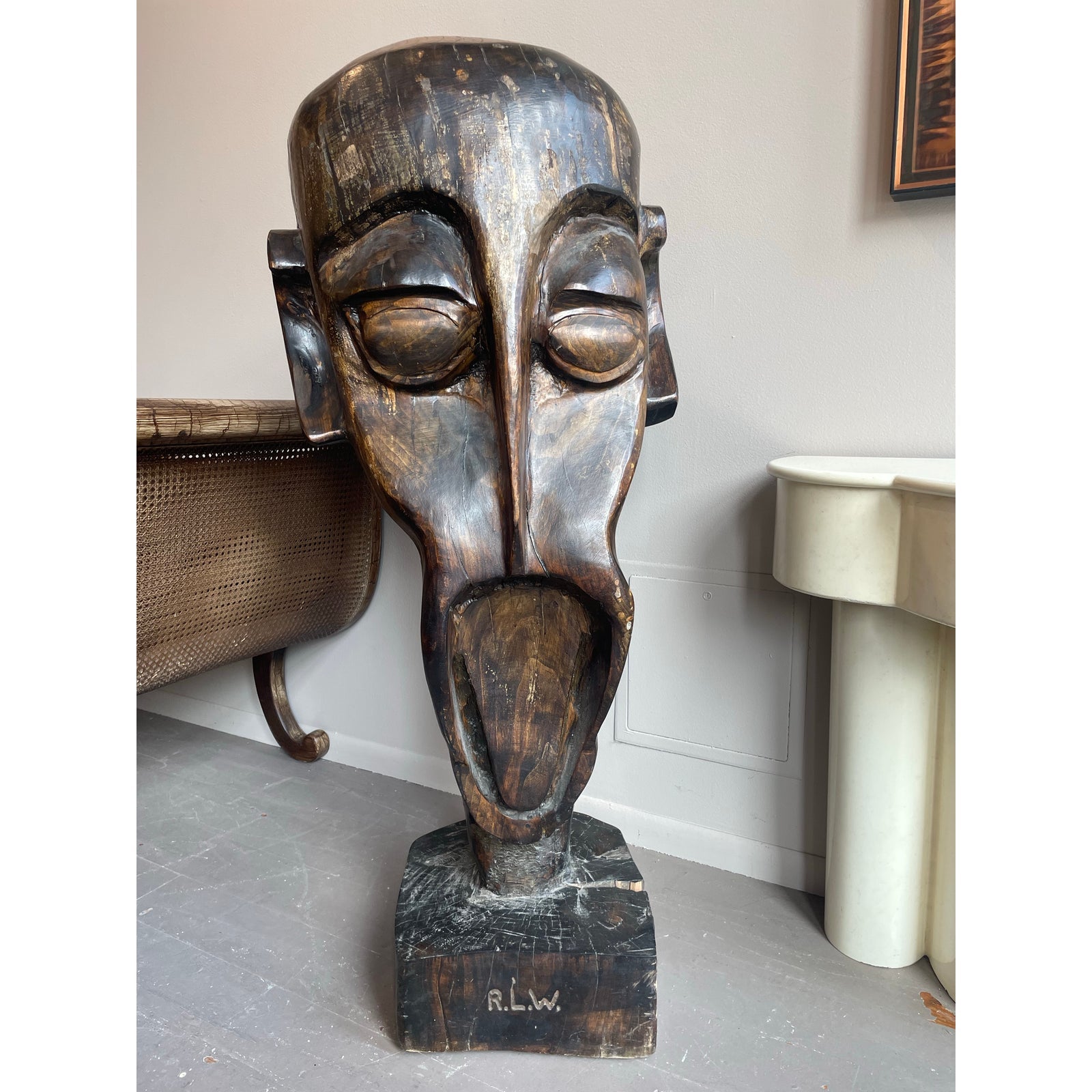 1990s Huge Vintage Wood Sculpture