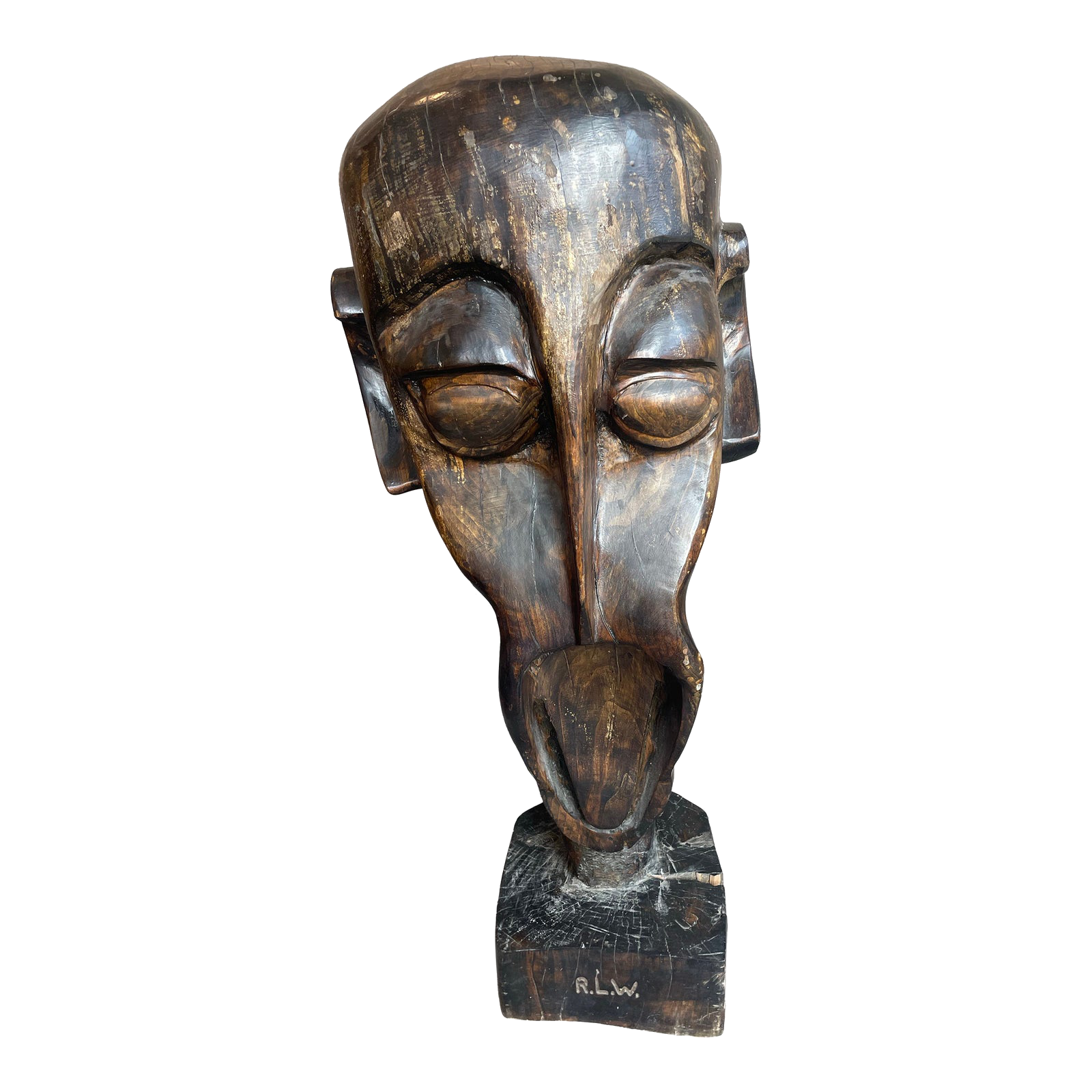 1990s Huge Vintage Wood Sculpture