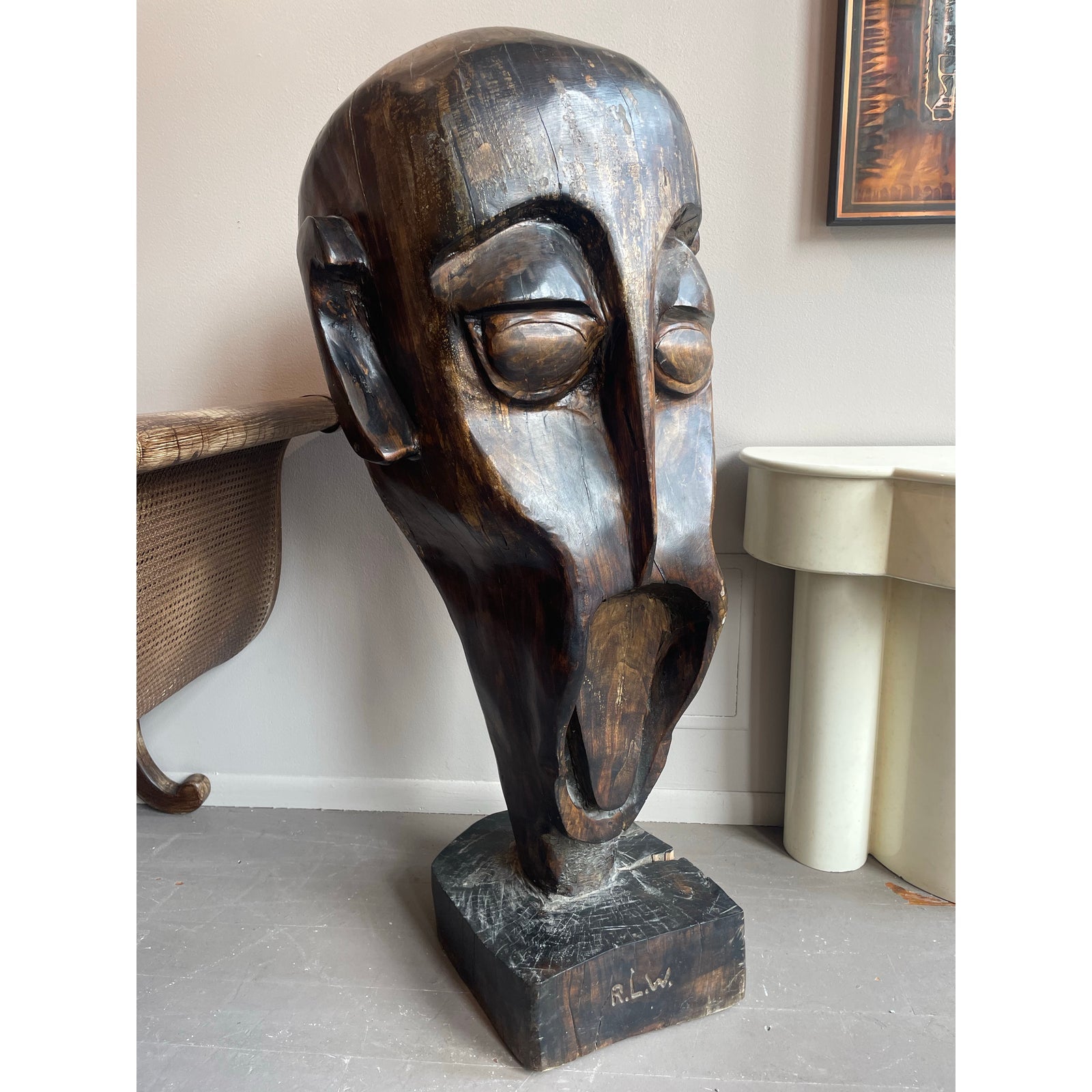 1990s Huge Vintage Wood Sculpture