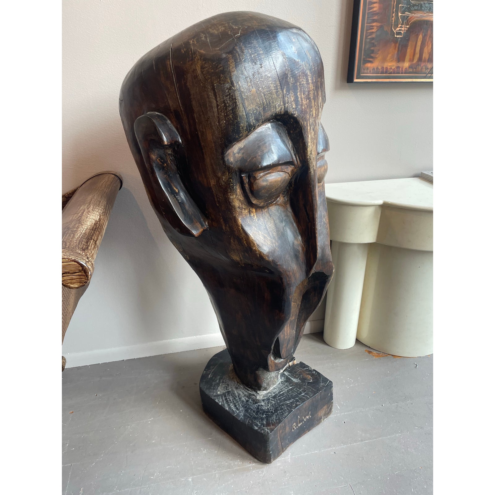1990s Huge Vintage Wood Sculpture