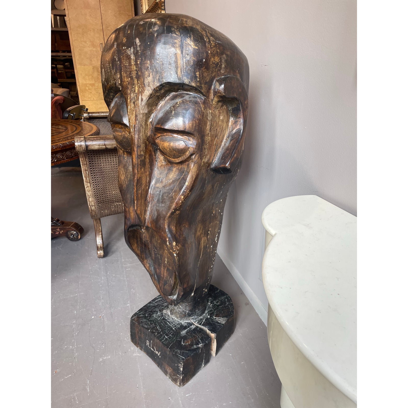 1990s Huge Vintage Wood Sculpture