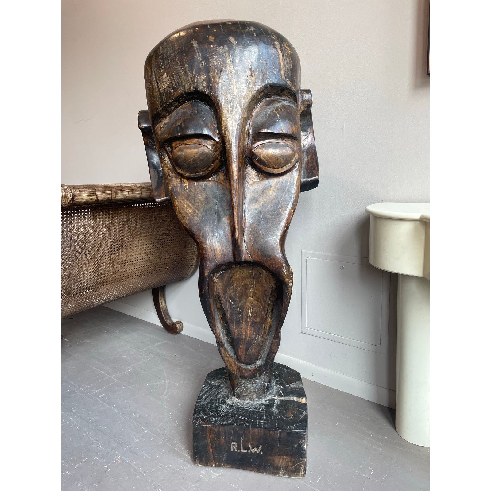 1990s Huge Vintage Wood Sculpture