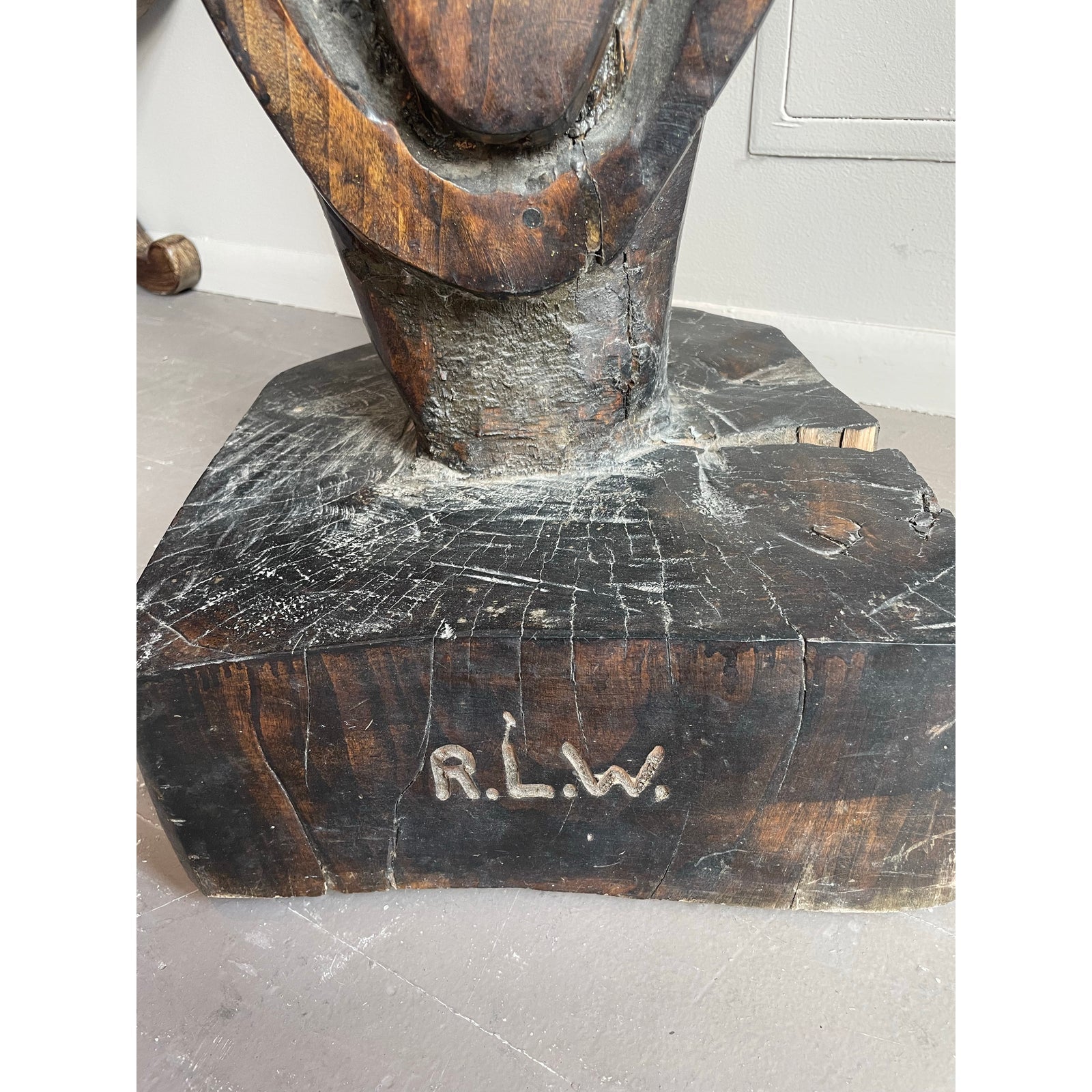 1990s Huge Vintage Wood Sculpture