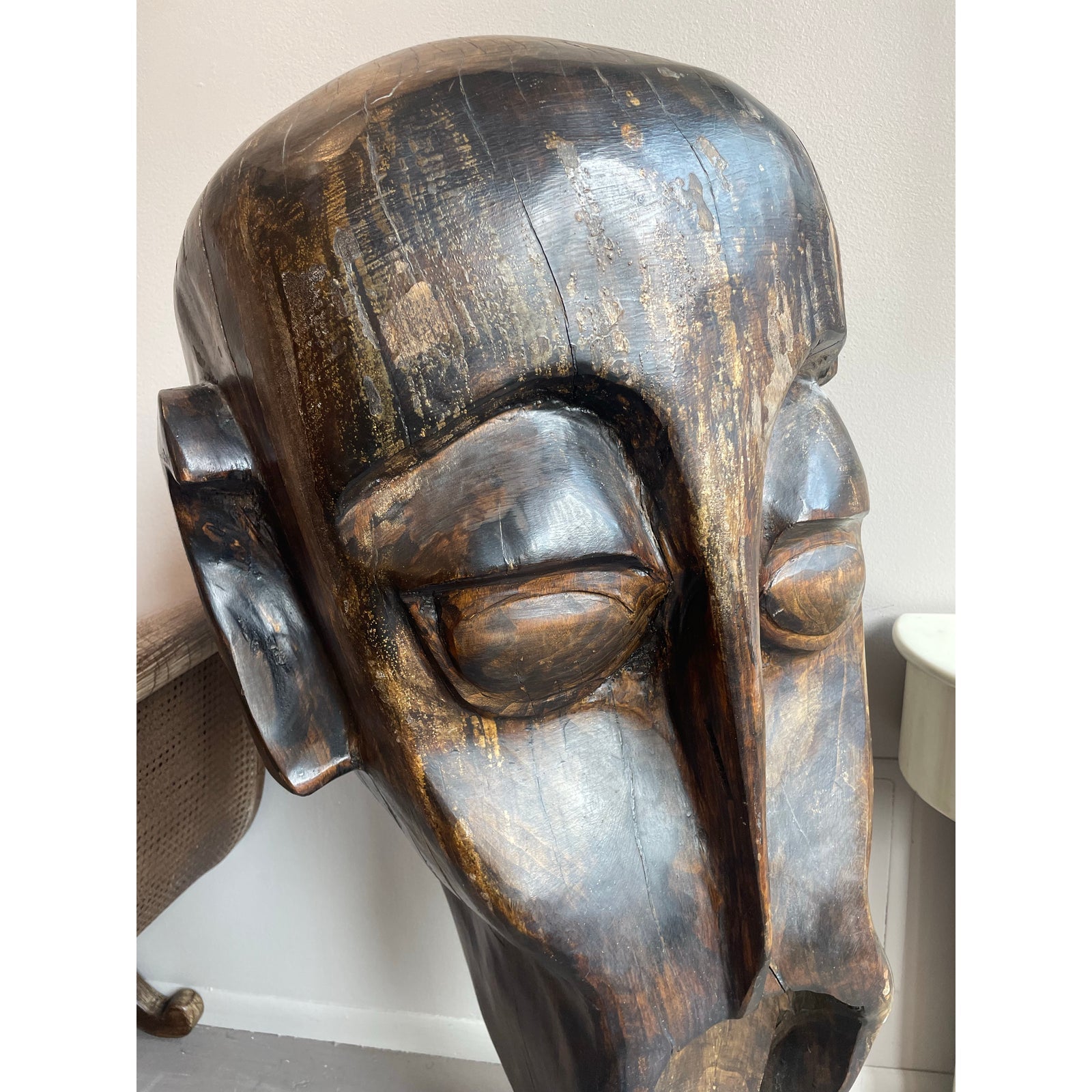 1990s Huge Vintage Wood Sculpture