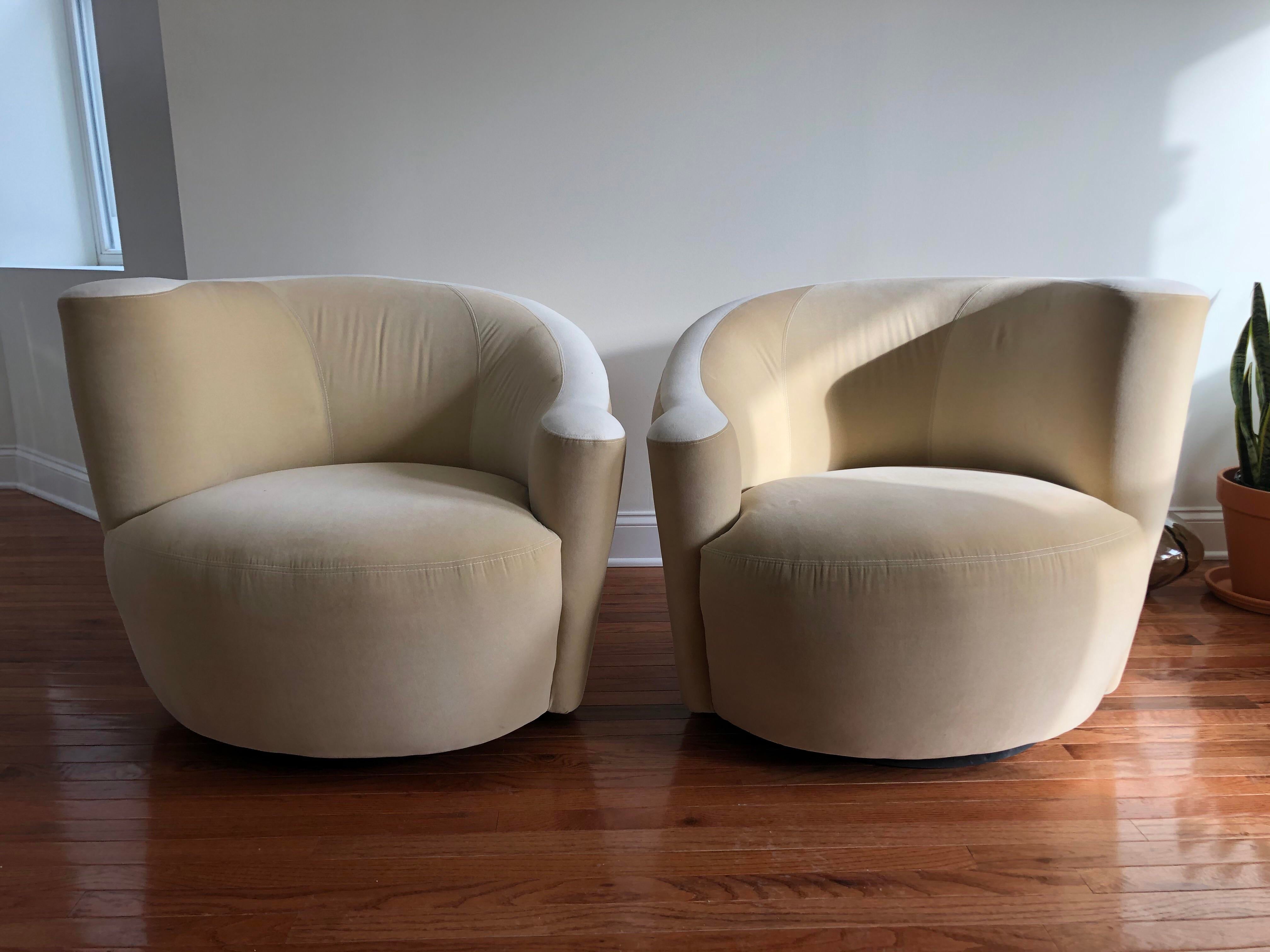 1990s Vladimir Kagan Nautilus Corkscrew Swivel Chairs - a Pair