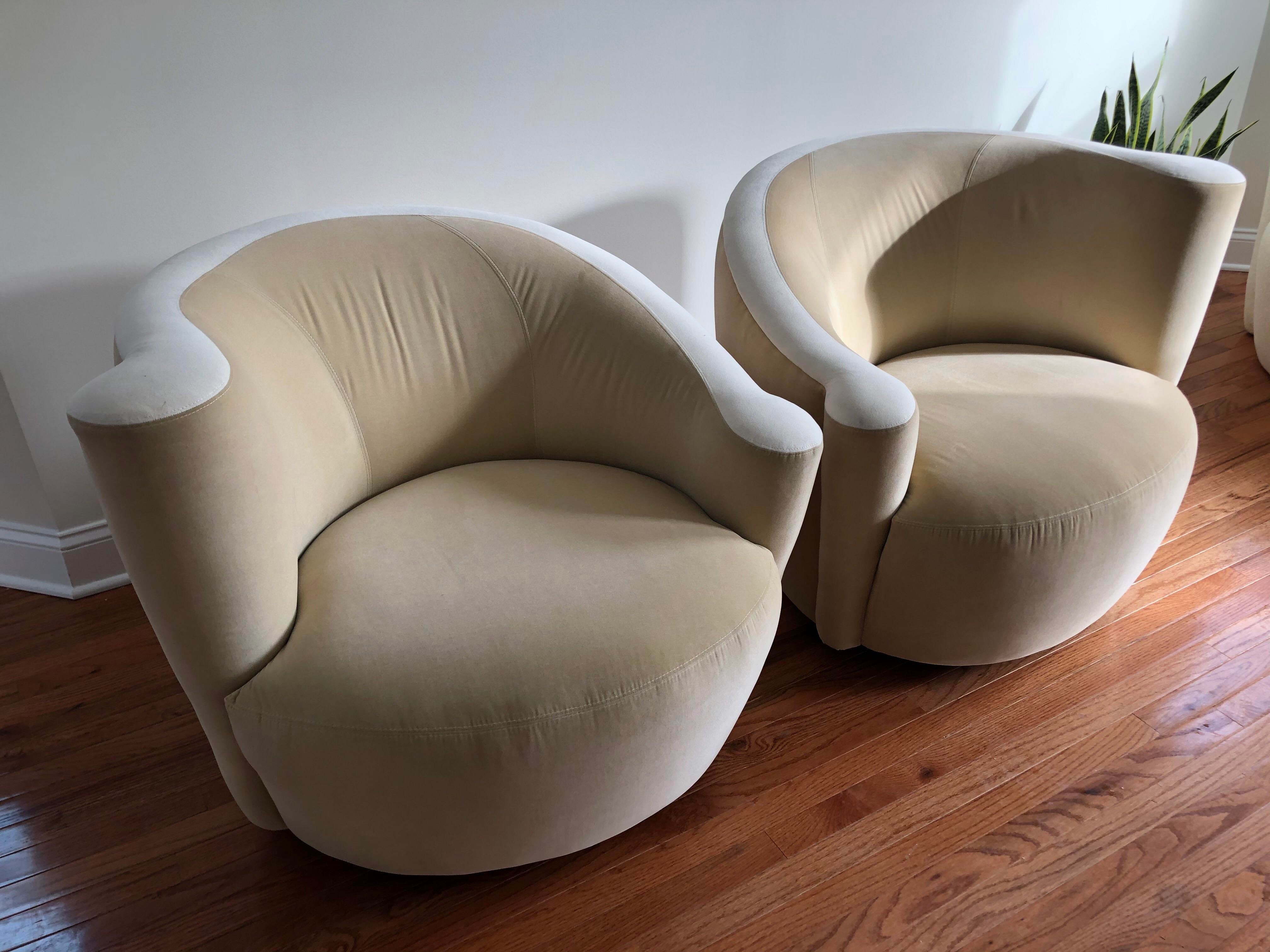 1990s Vladimir Kagan Nautilus Corkscrew Swivel Chairs - a Pair
