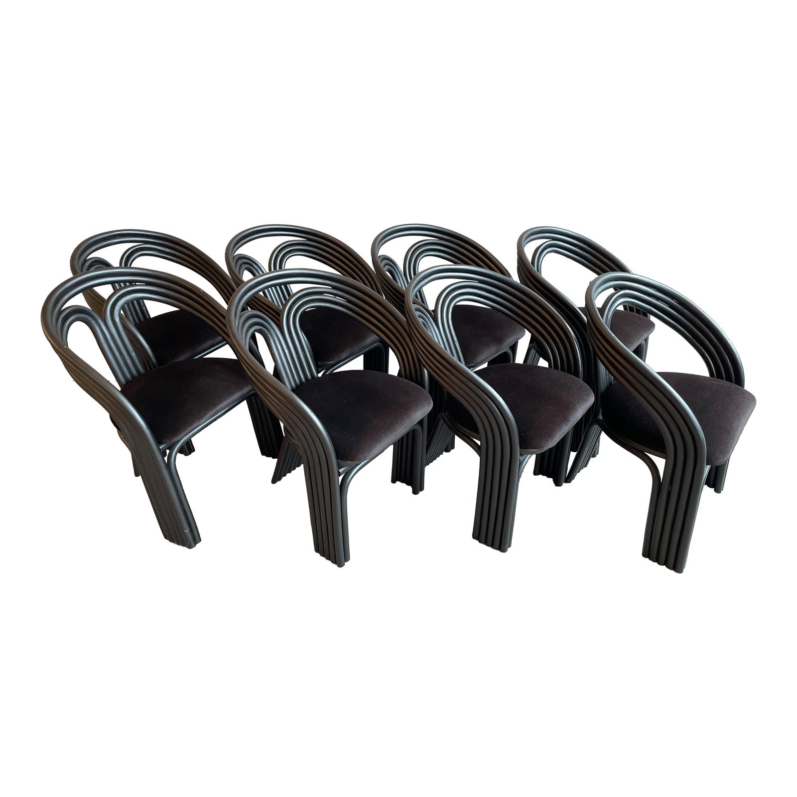 1980s Vintage Rattan Bamboo Dining Chairs in the Manner of Axel Enthoven for Rohe Noordwolde