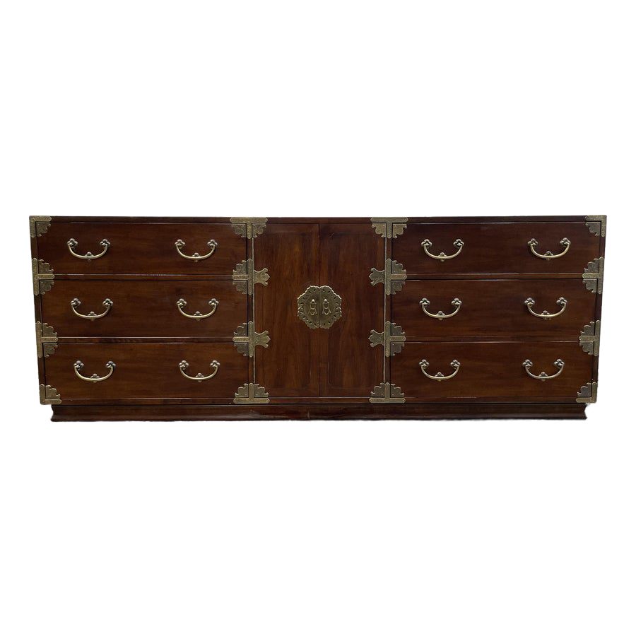vintage henredon dresser 32" Unfinished 3 Drawer #08808  MegMade Store Vintage Henredon Chinoiserie Campaign Dresser