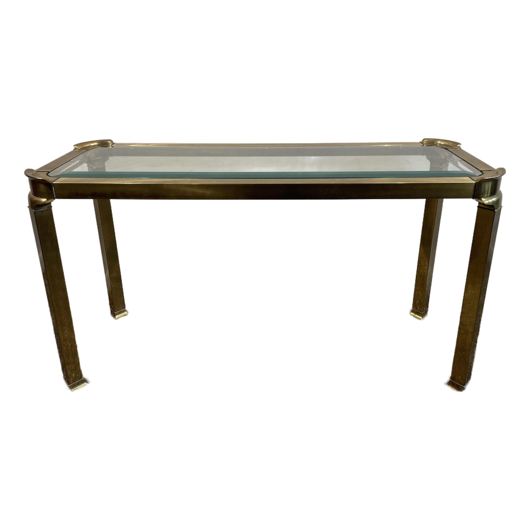 1960's Vintage in the Manner of Mastercraft Hollywood Regency Brass Console Table