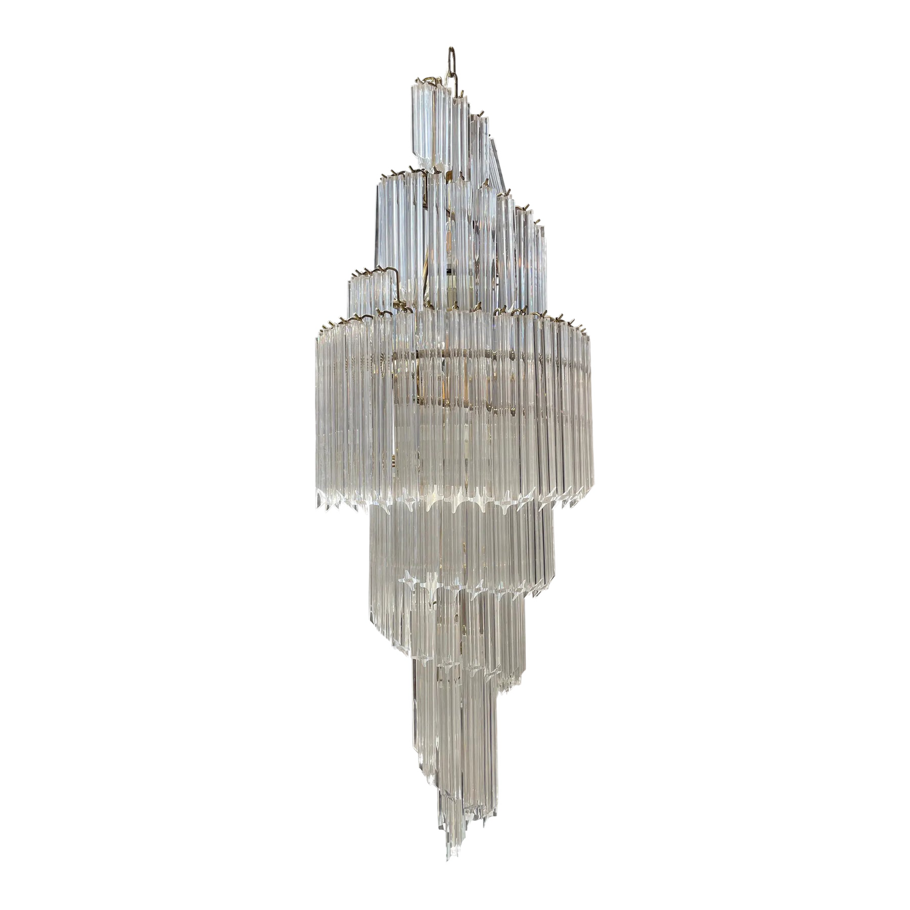 1980s Vintage Lucite Spiral Chandelier