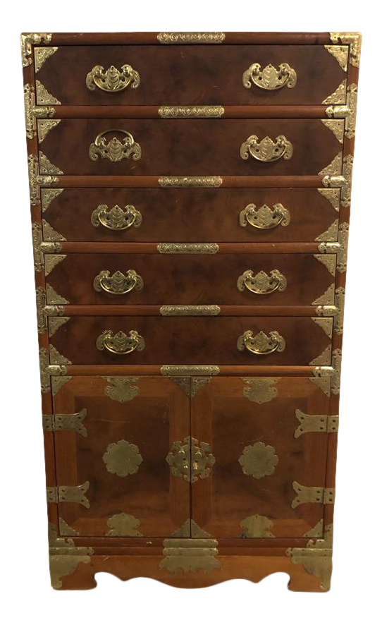 20th Century Asian Campaign Wooden Cabinet