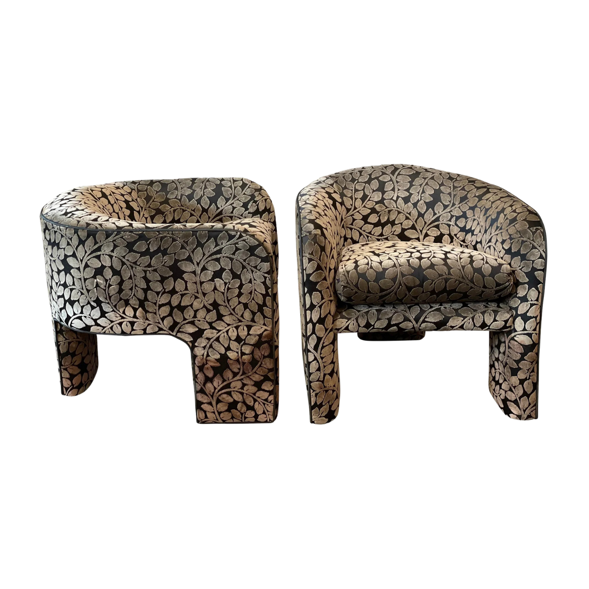 1980s Postmodern 3 Leg Side Chairs - a Pair