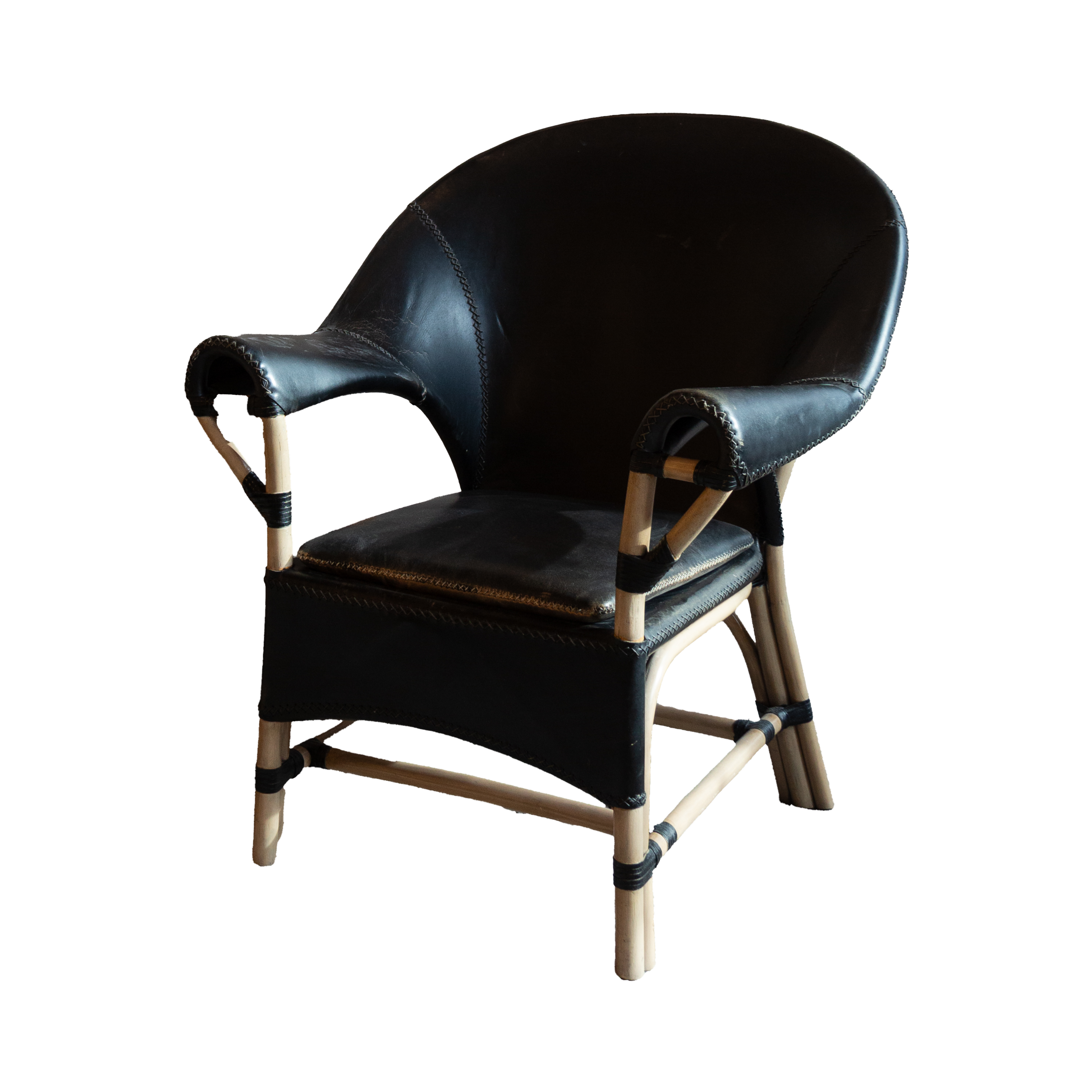 1970s Vintage Antonio Budji Layug Bamboo and Leather Chairs