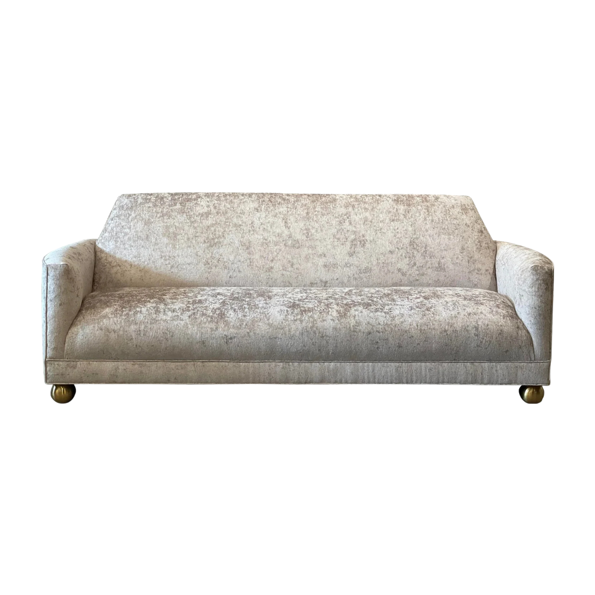 1960s Rowe Sofa in Oyster Velvet With Brass Feet