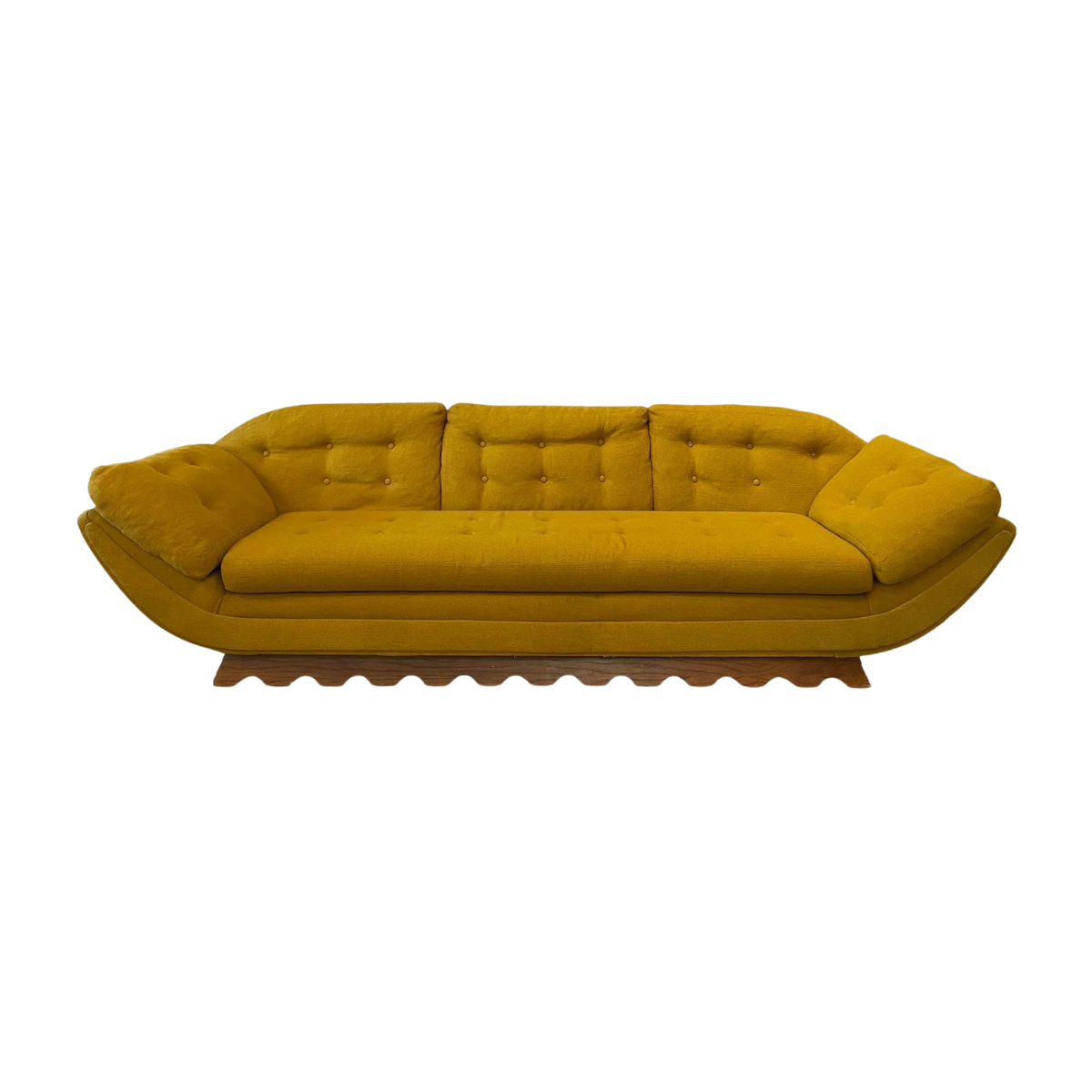1960s Vintage Gondola Sofa in the Manner of Adrian Pearsall With Scalloped Base