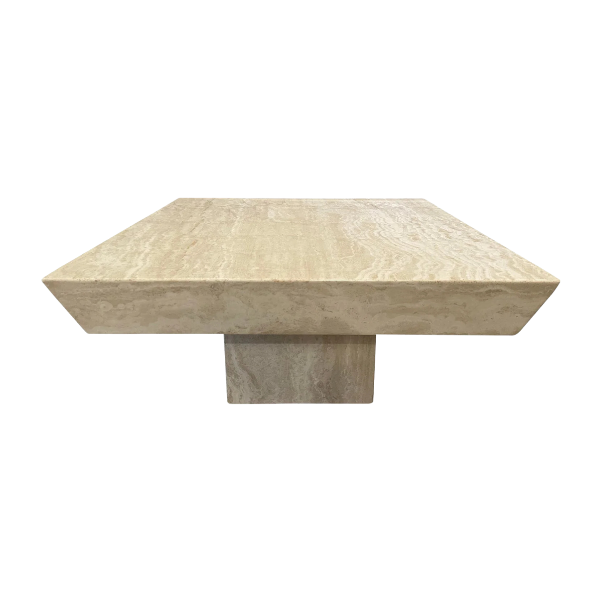 Vintage Travertine Coffee Table With Angled Edge 1980s