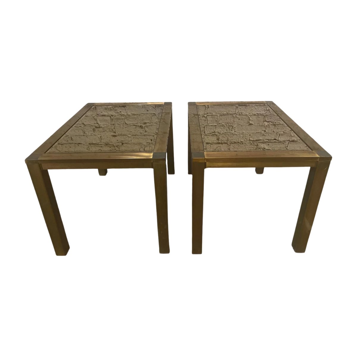 Vintage 1970s Brass Side Tables - a Pair