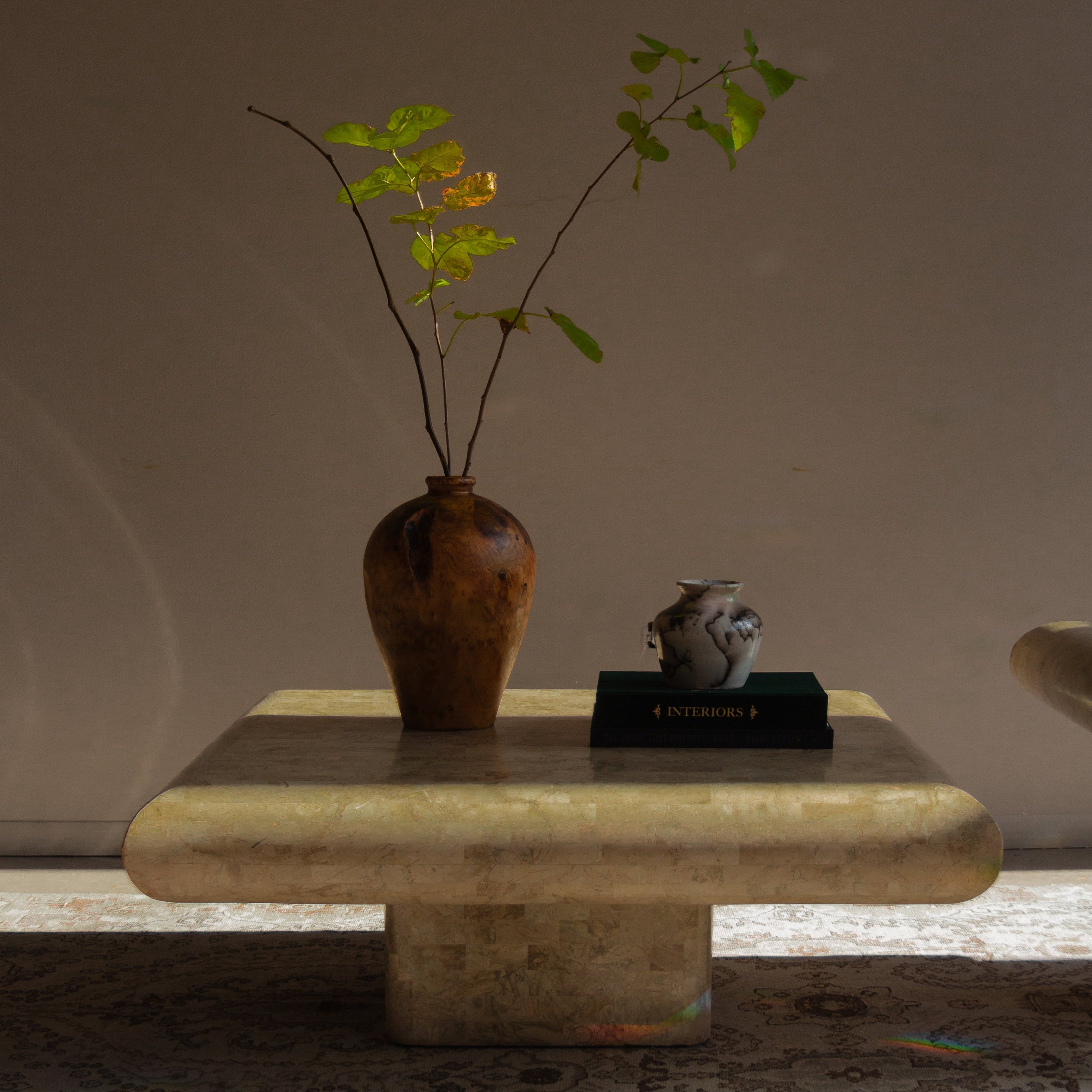 1980s Vintage Maitland Smith Tessellated Stone Coffee Table Postmodern