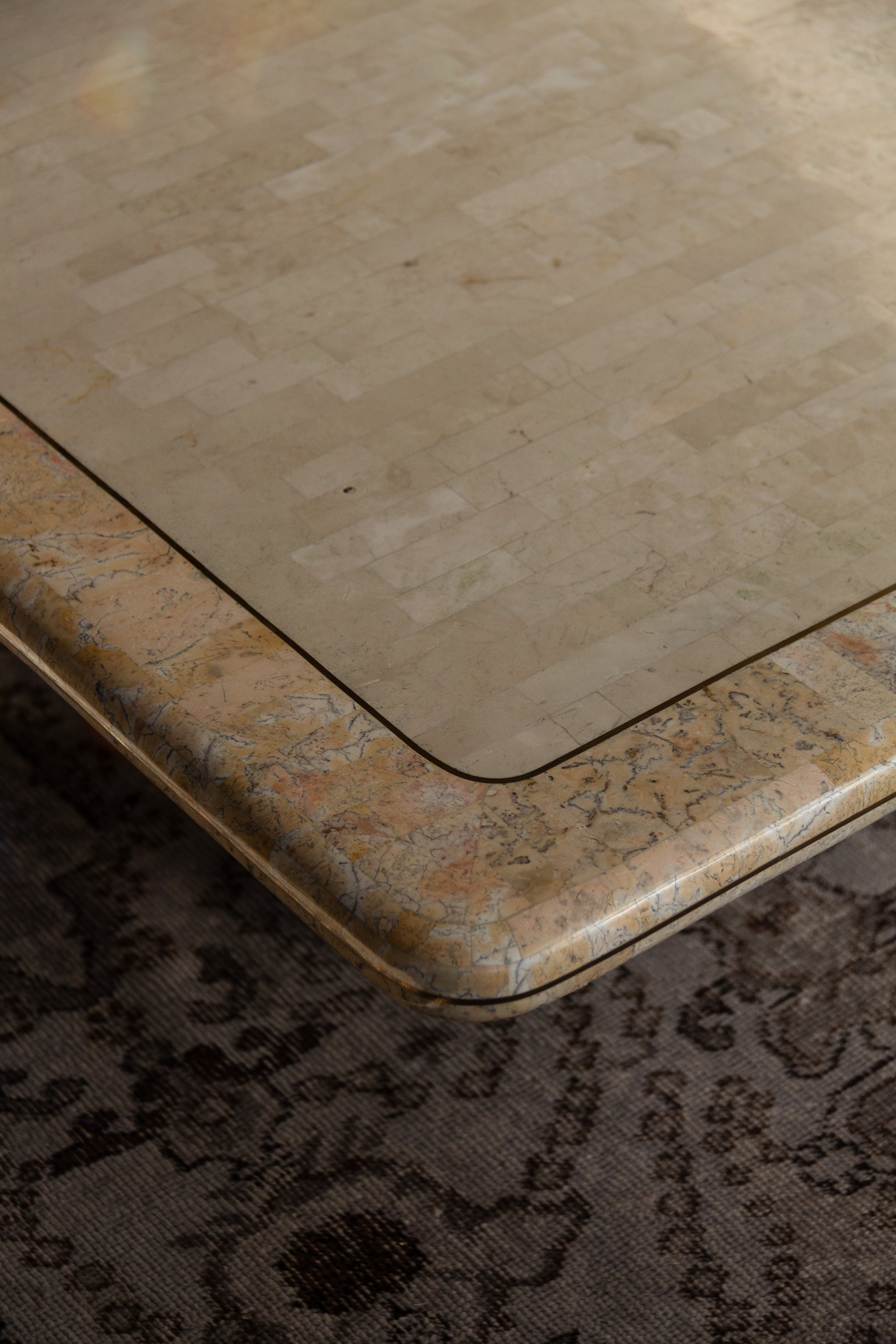 1980s Vintage Maitland Smith Tessellated Stone Coffee Table Postmodern