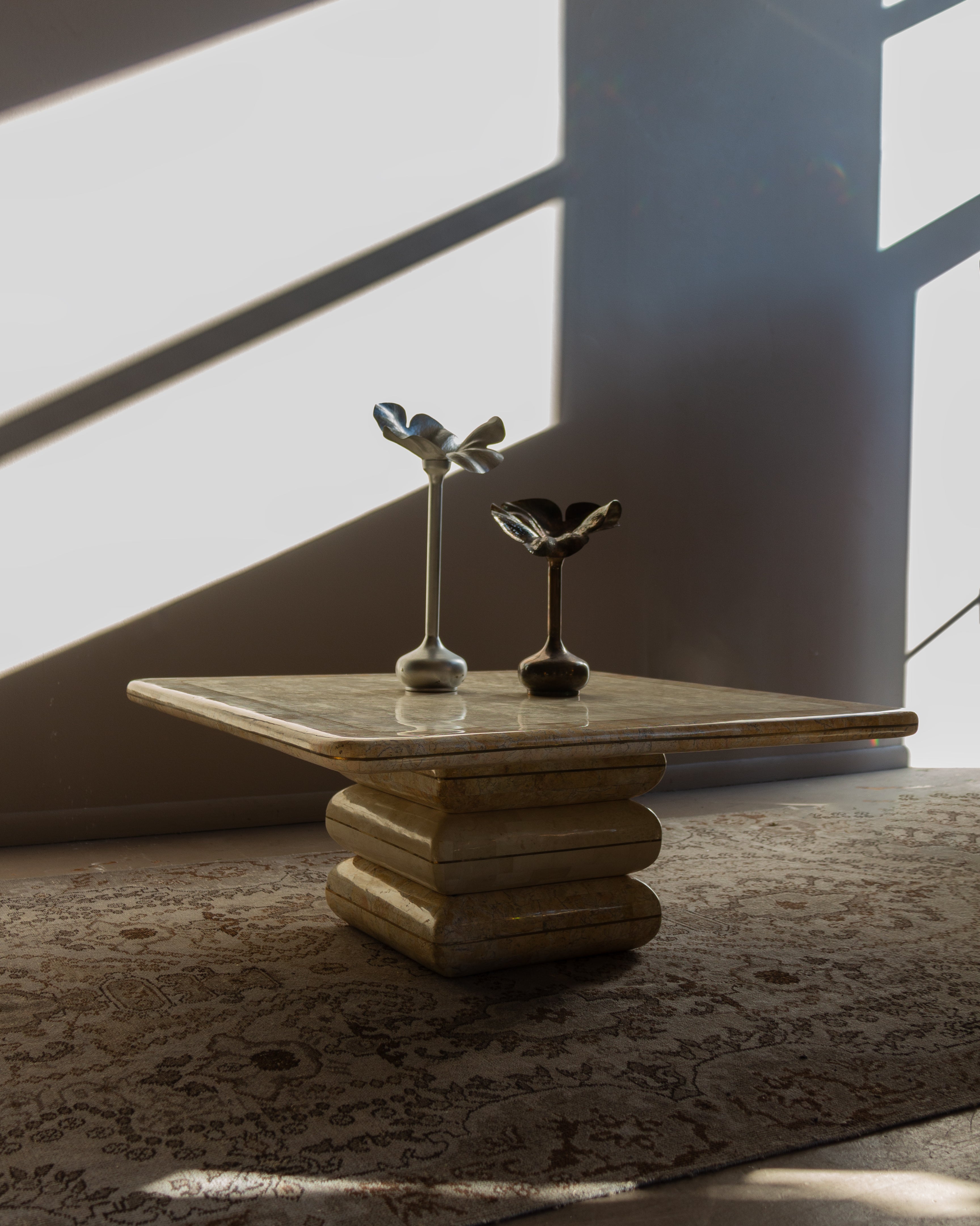 1980s Vintage Maitland Smith Tessellated Stone Coffee Table Postmodern