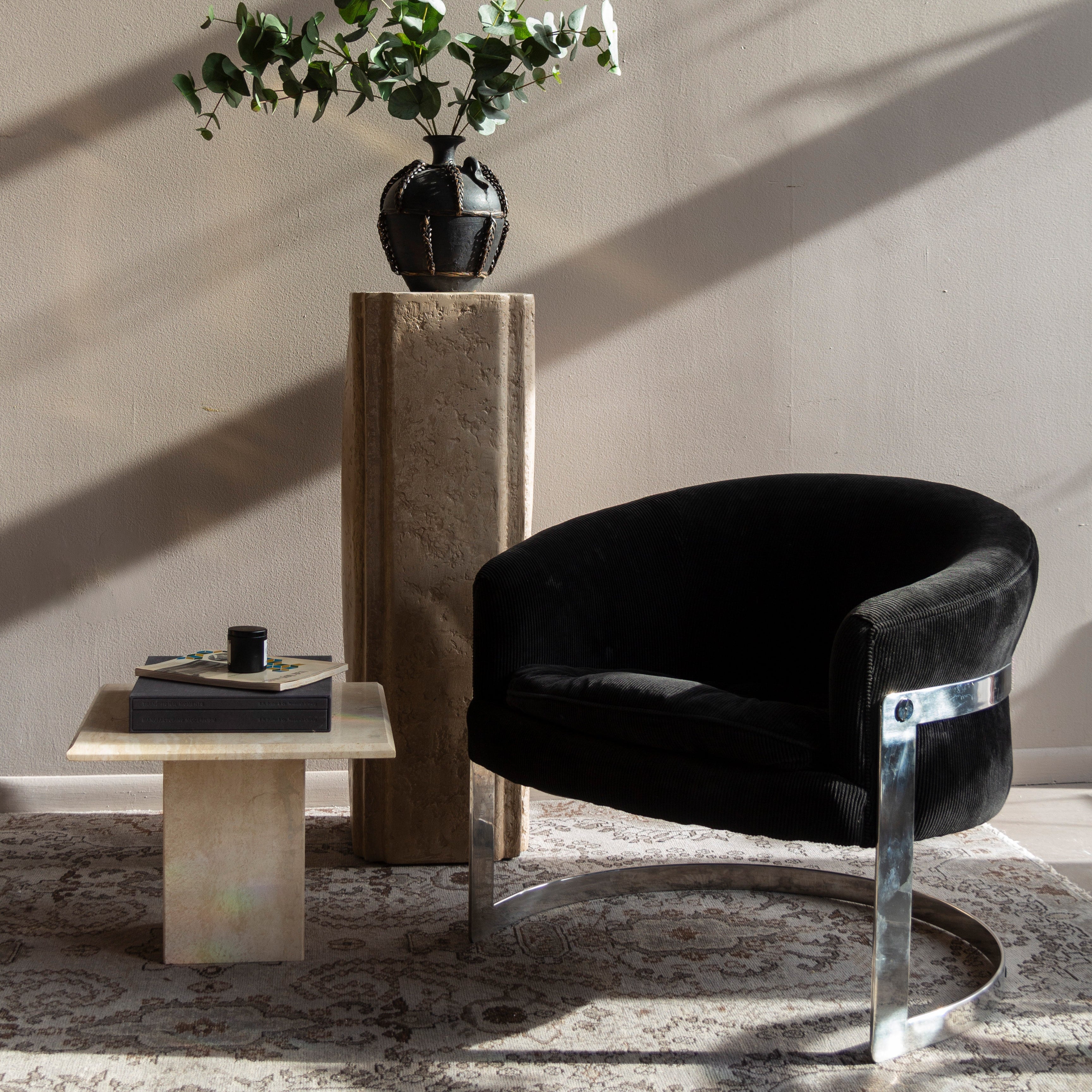 1970s Chrome Tub Chairs in the Style of Milo Baughman - a Pair