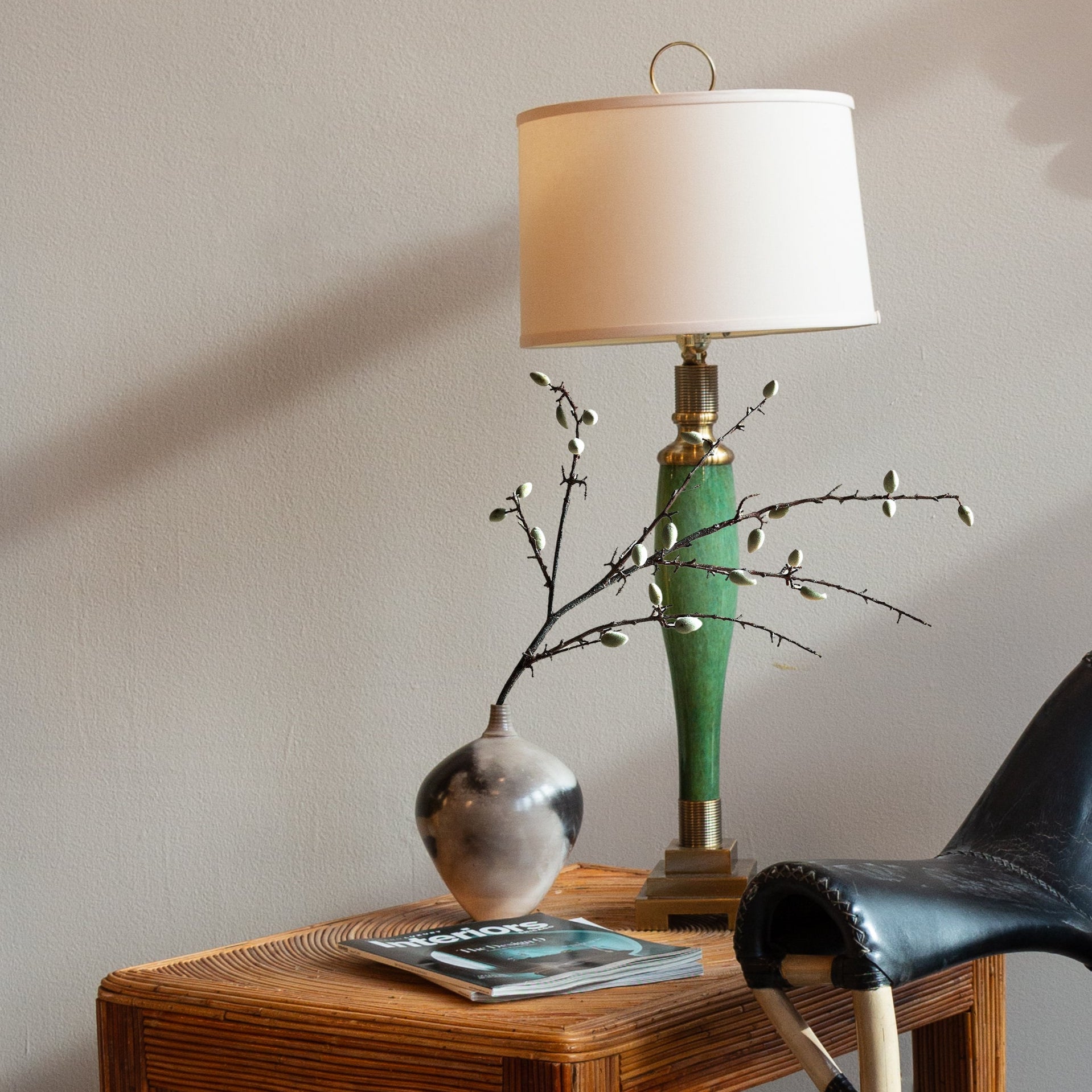 1970s Vintage Green Geometric Lamps