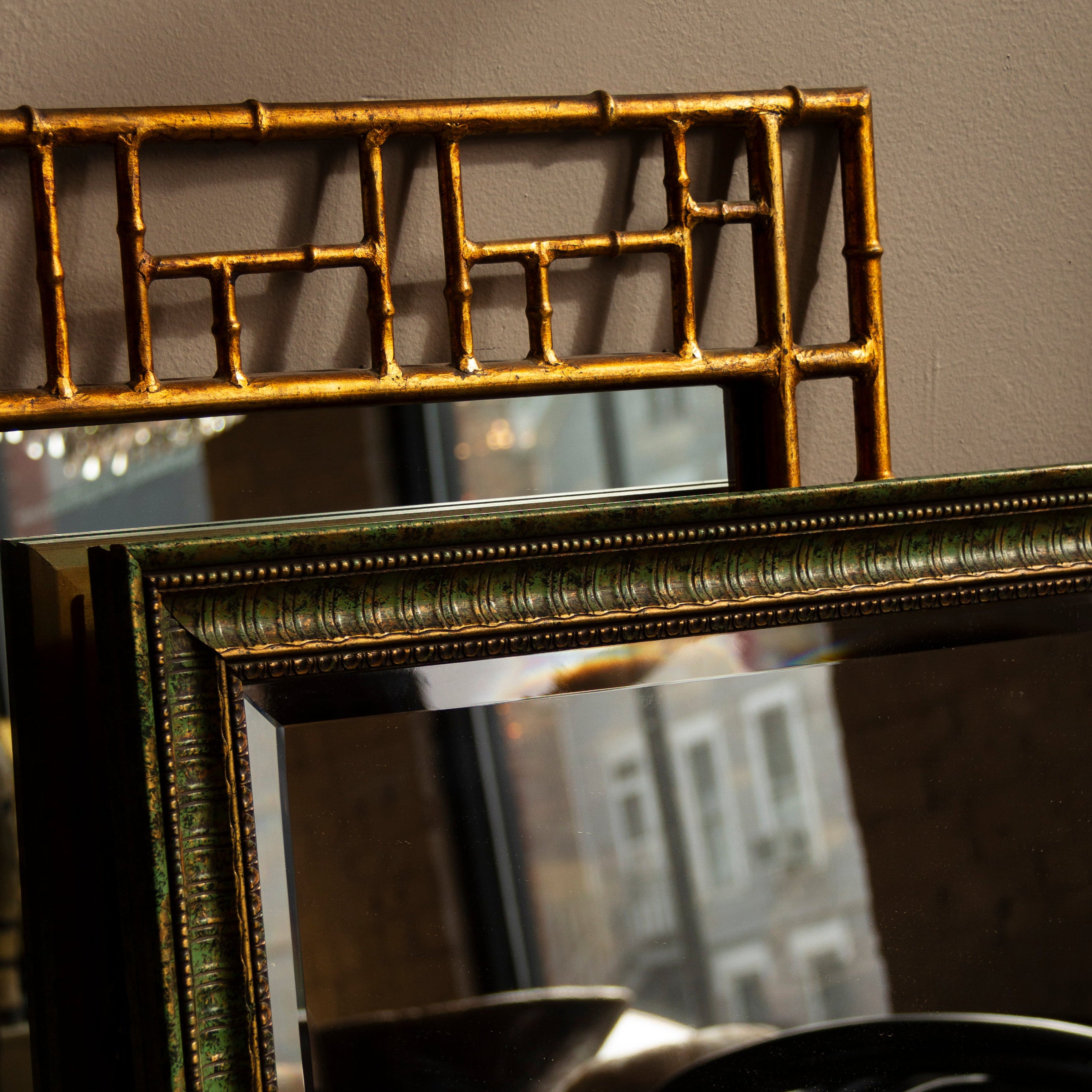 Vintage LaBarge Green and Gold Mirror