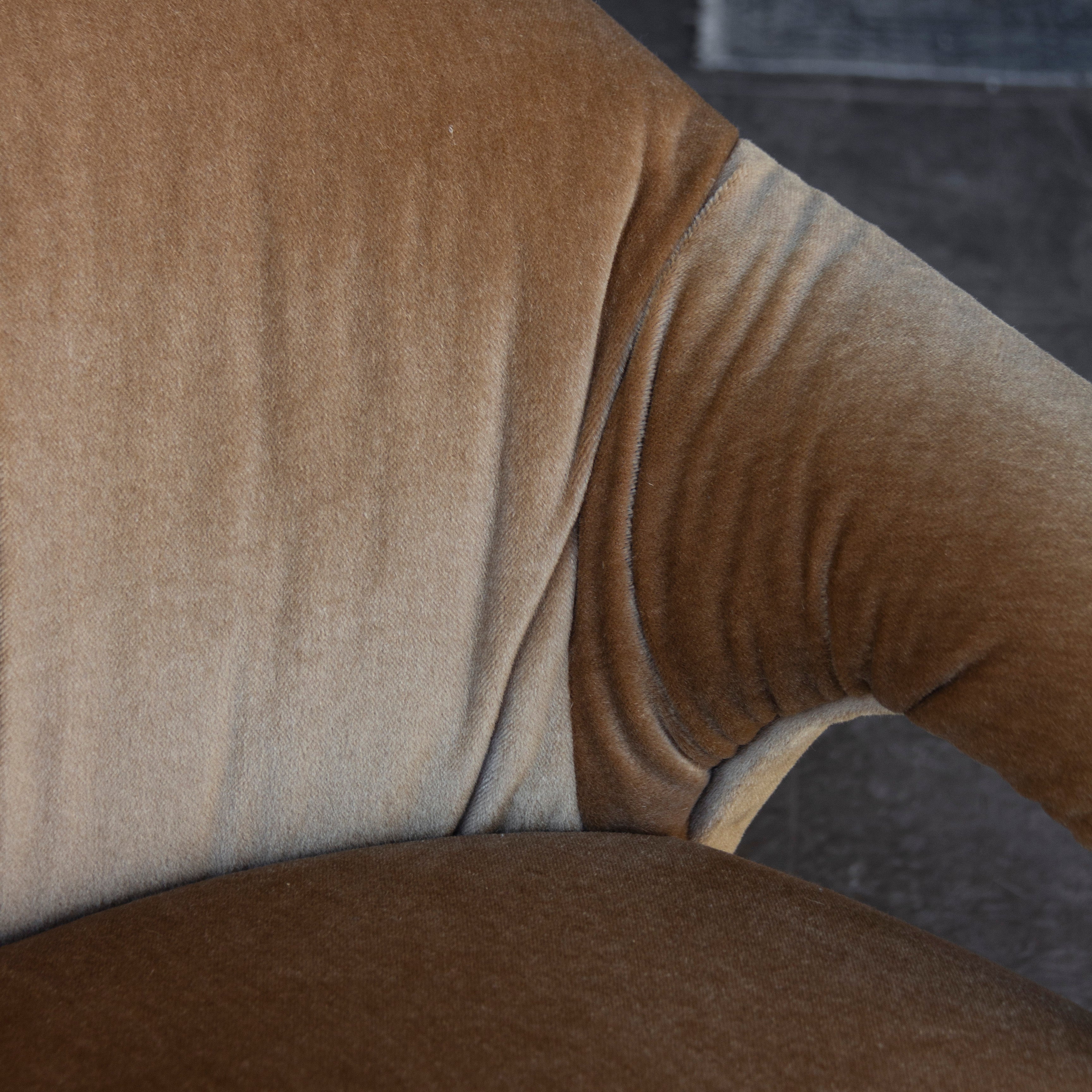 1980s Postmodern Arc Sculptural Chairs in Camel Mohair - a Pair