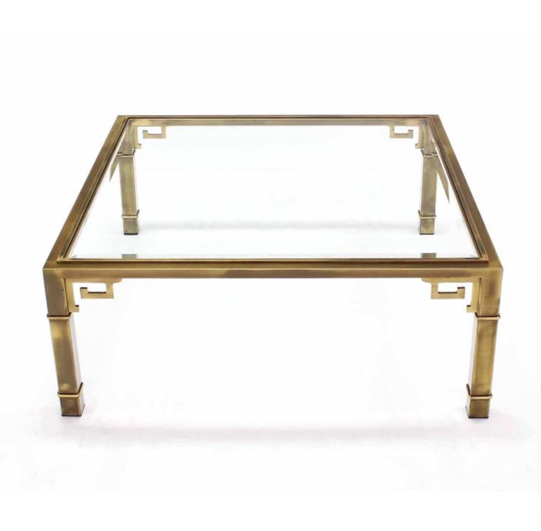 Mastercraft Greek Key Square Brass Coffee Table