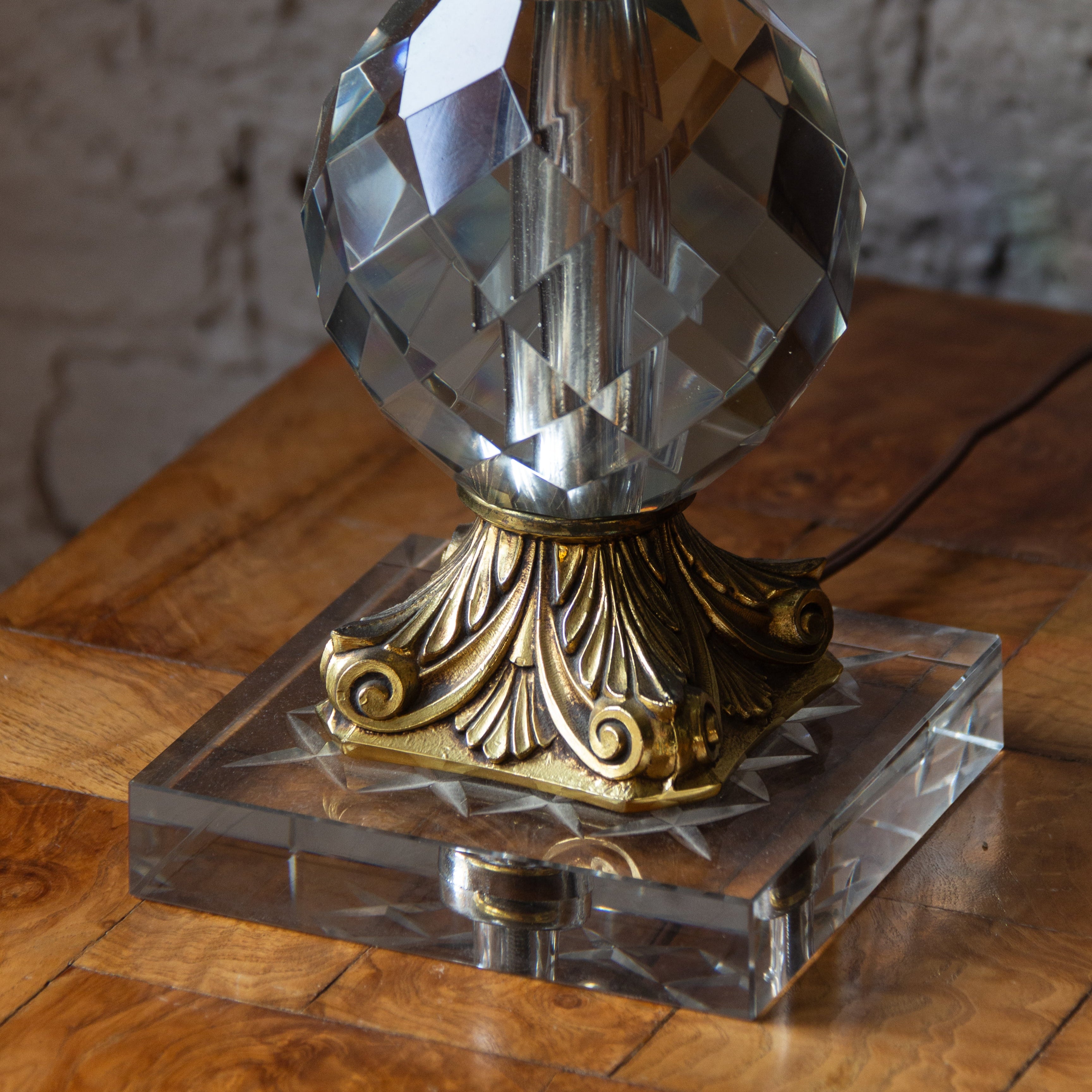 1950’s Vintage Crystal and Brass Lamps - a Pair
