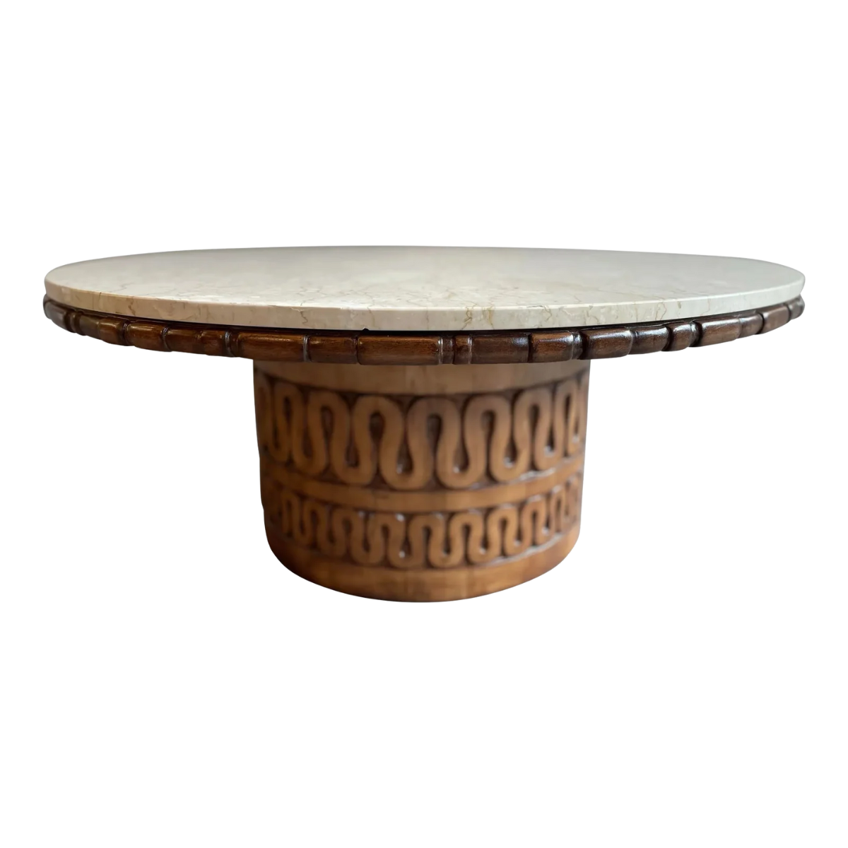 1950s Wood and Marble Coffee Table in the Manner of James Mont