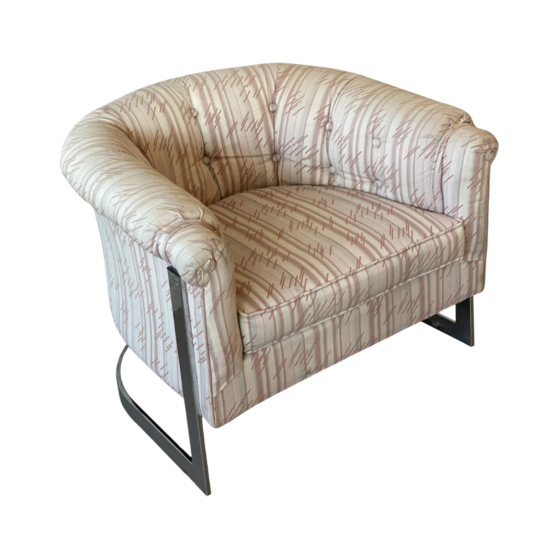 Vintage Barrel Club Chrome Chair in the Manner of Milo Baughman