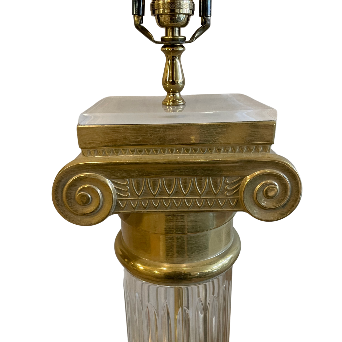 Vintage Oversized Brass and Crystal Lamps- a Pair