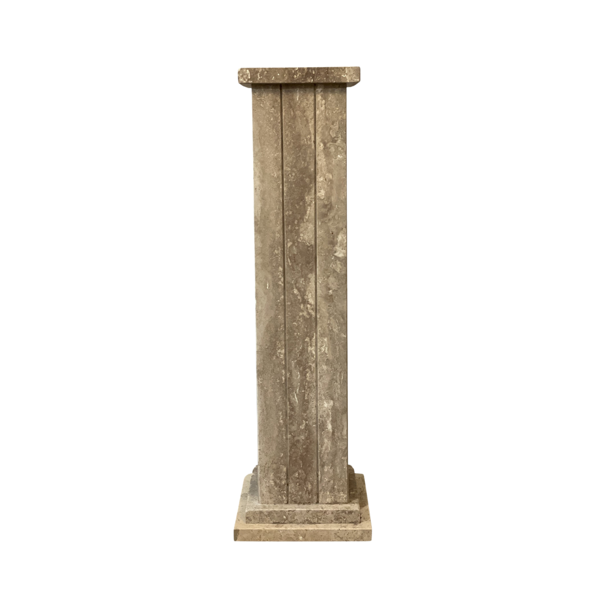 Vintage 1980s Taupe Travertine Pedestal Column