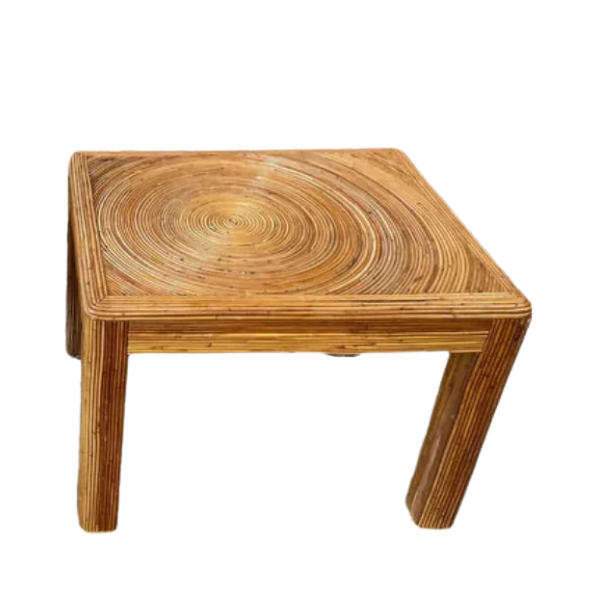 1970s Vintage Pencil Reed Rattan Bamboo Side Tables