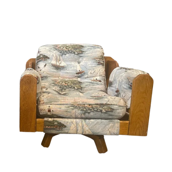 1980s Vintage Wood Rustic Swivel Chairs