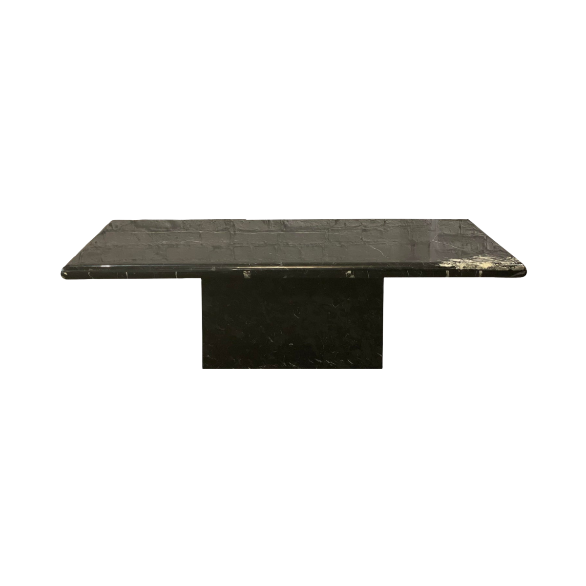 1980s Nero Marquina Postmodern Black Marble Coffee Table