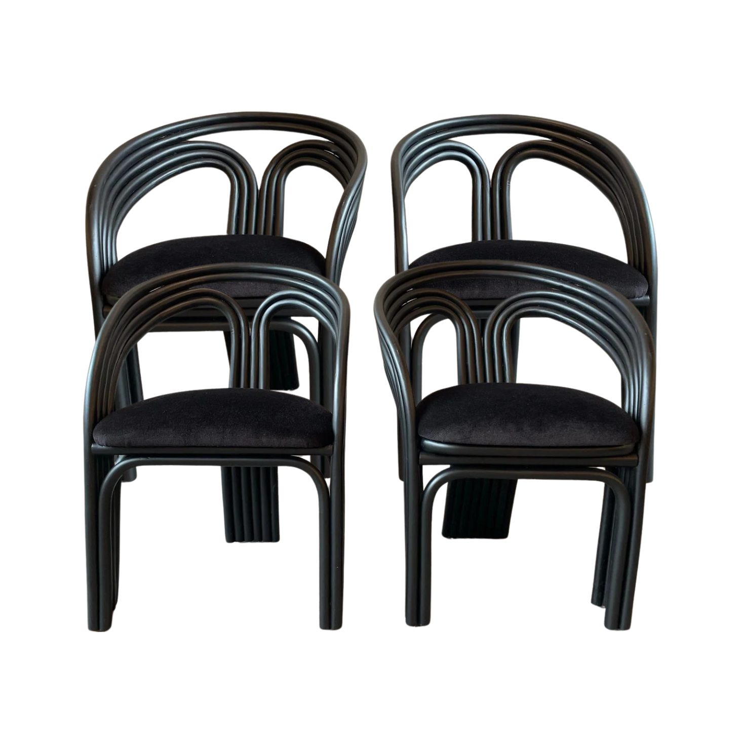 1980s Vintage Rattan Bamboo Dining Chairs in the Manner of Axel Enthoven for Rohe Noordwolde