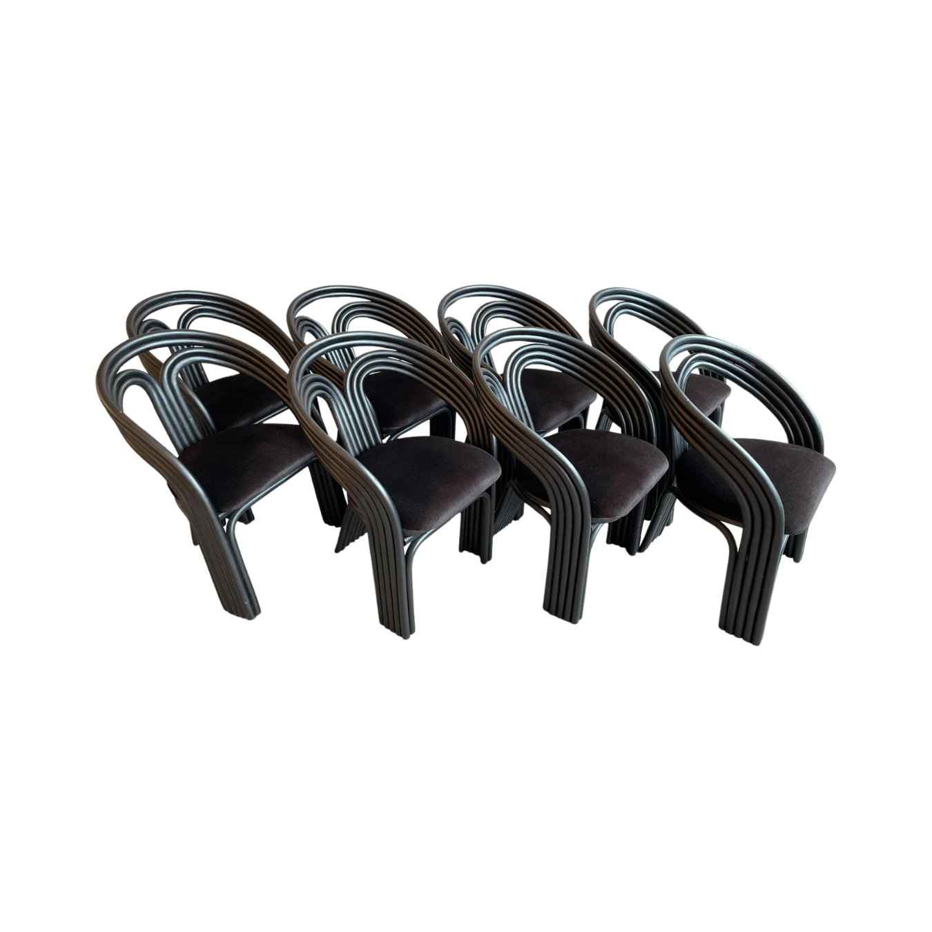 1980s Vintage Rattan Bamboo Dining Chairs in the Manner of Axel Enthoven for Rohe Noordwolde