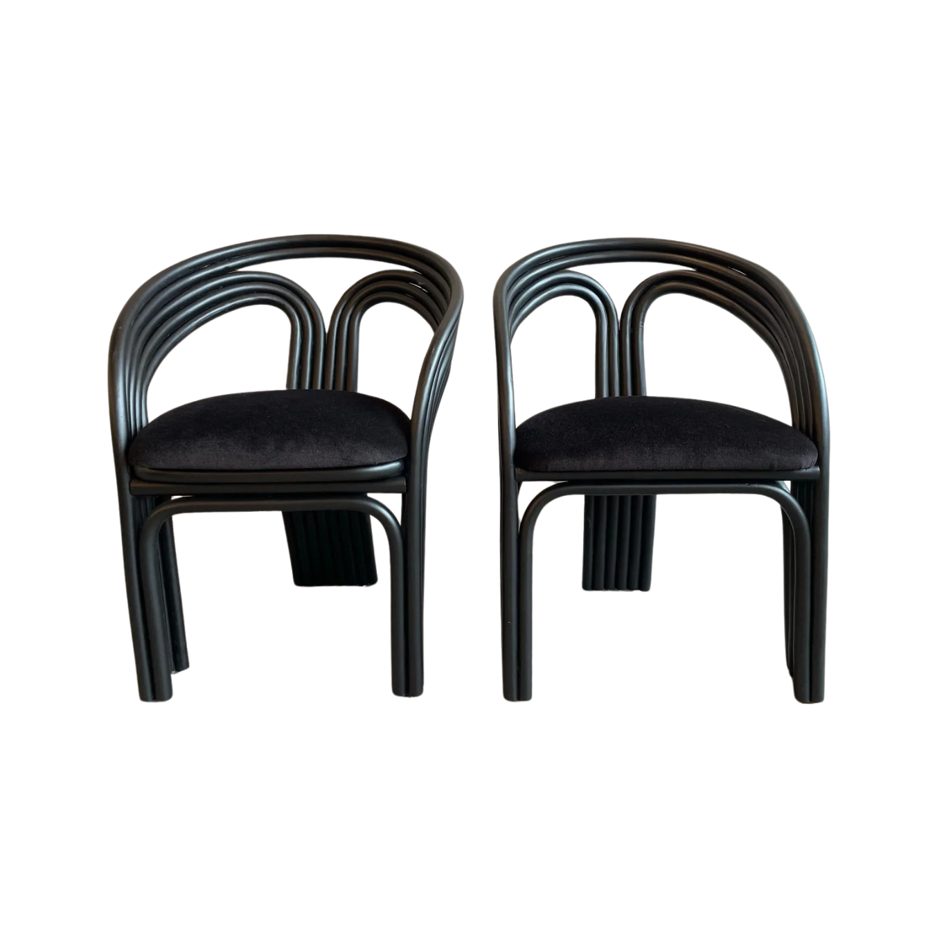 1980s Vintage Rattan Bamboo Dining Chairs in the Manner of Axel Enthoven for Rohe Noordwolde