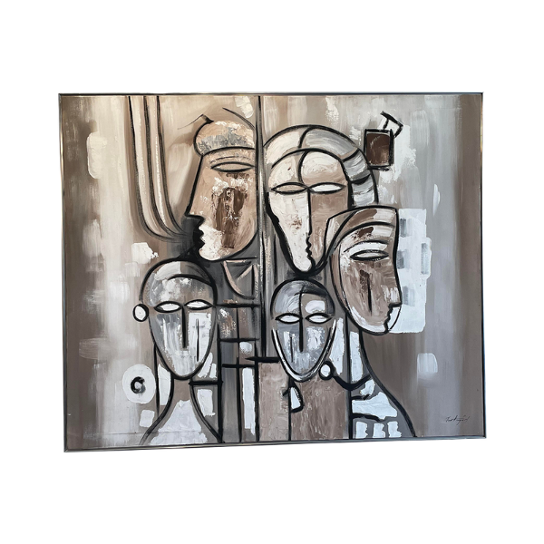 1970s Tom Hayward Abstract Figurative Framed Textile Art