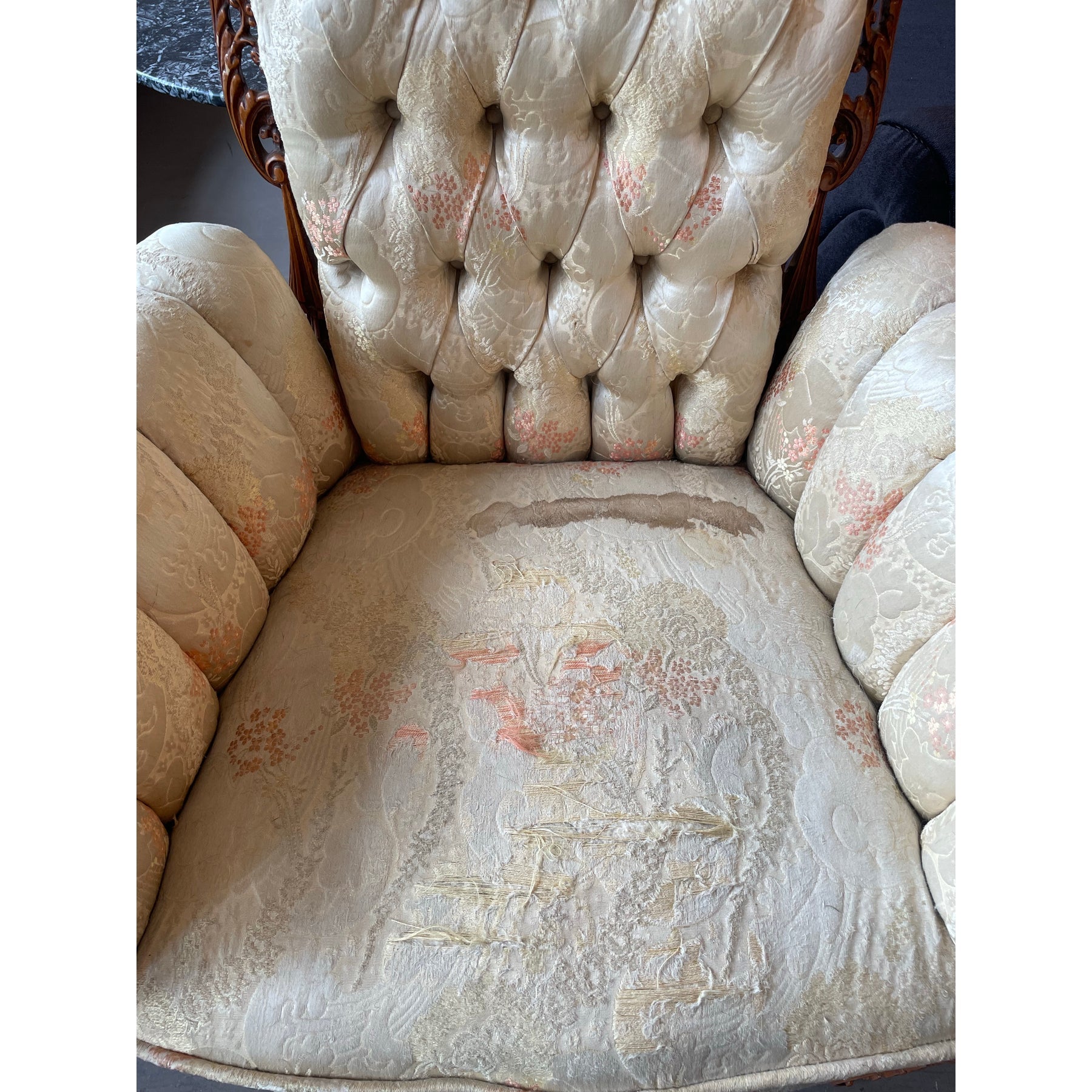 Antique 1930’s Filigree Wood Engraved Carved Chairs - A Pair