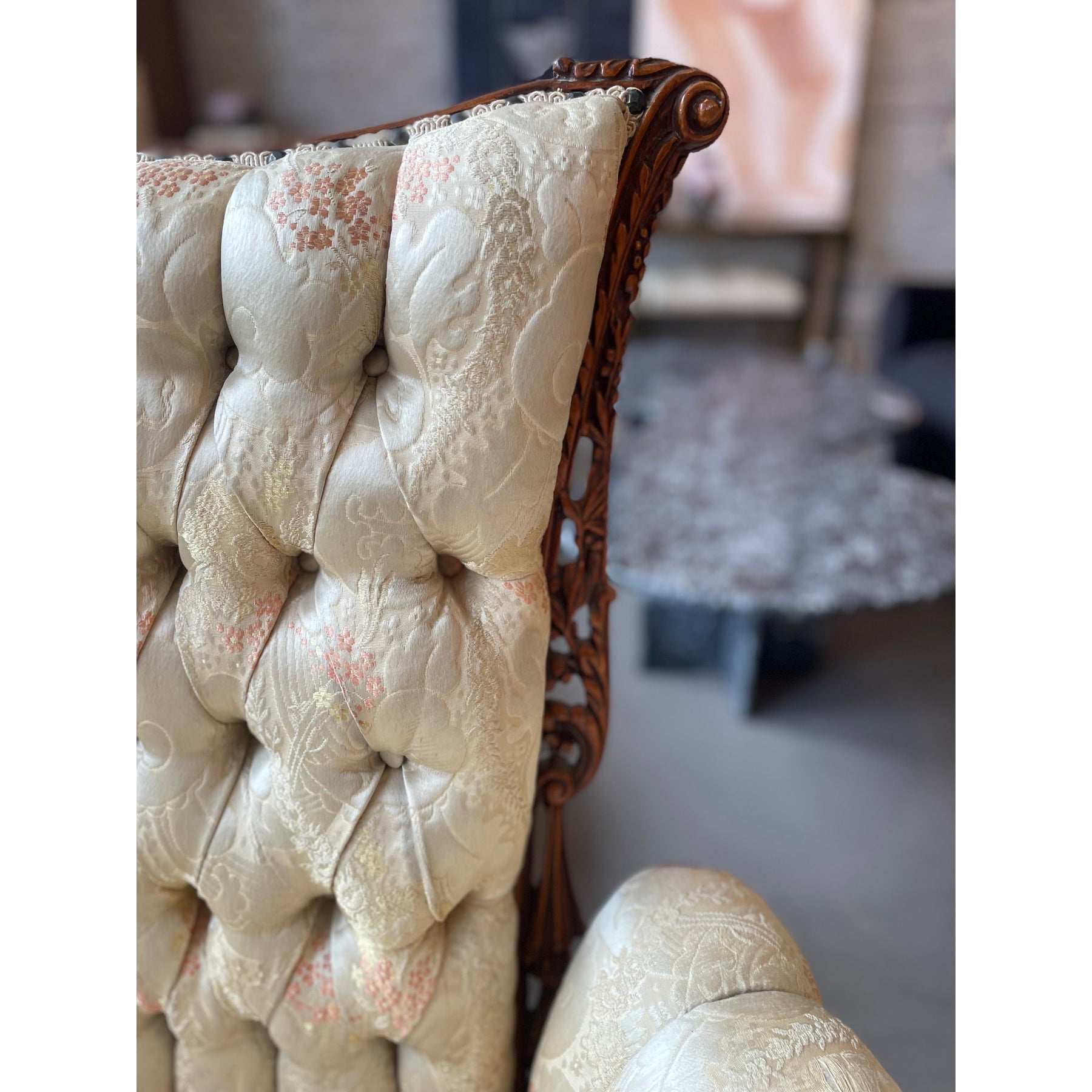 Antique 1930’s Filigree Wood Engraved Carved Chairs - A Pair