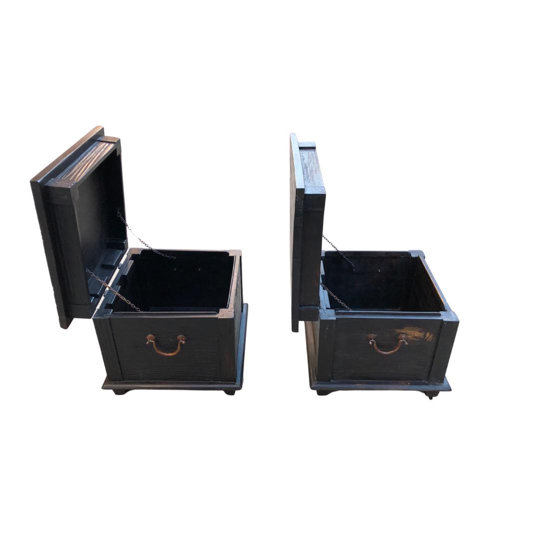 Antique Trunk Chest Side Tables - a Pair