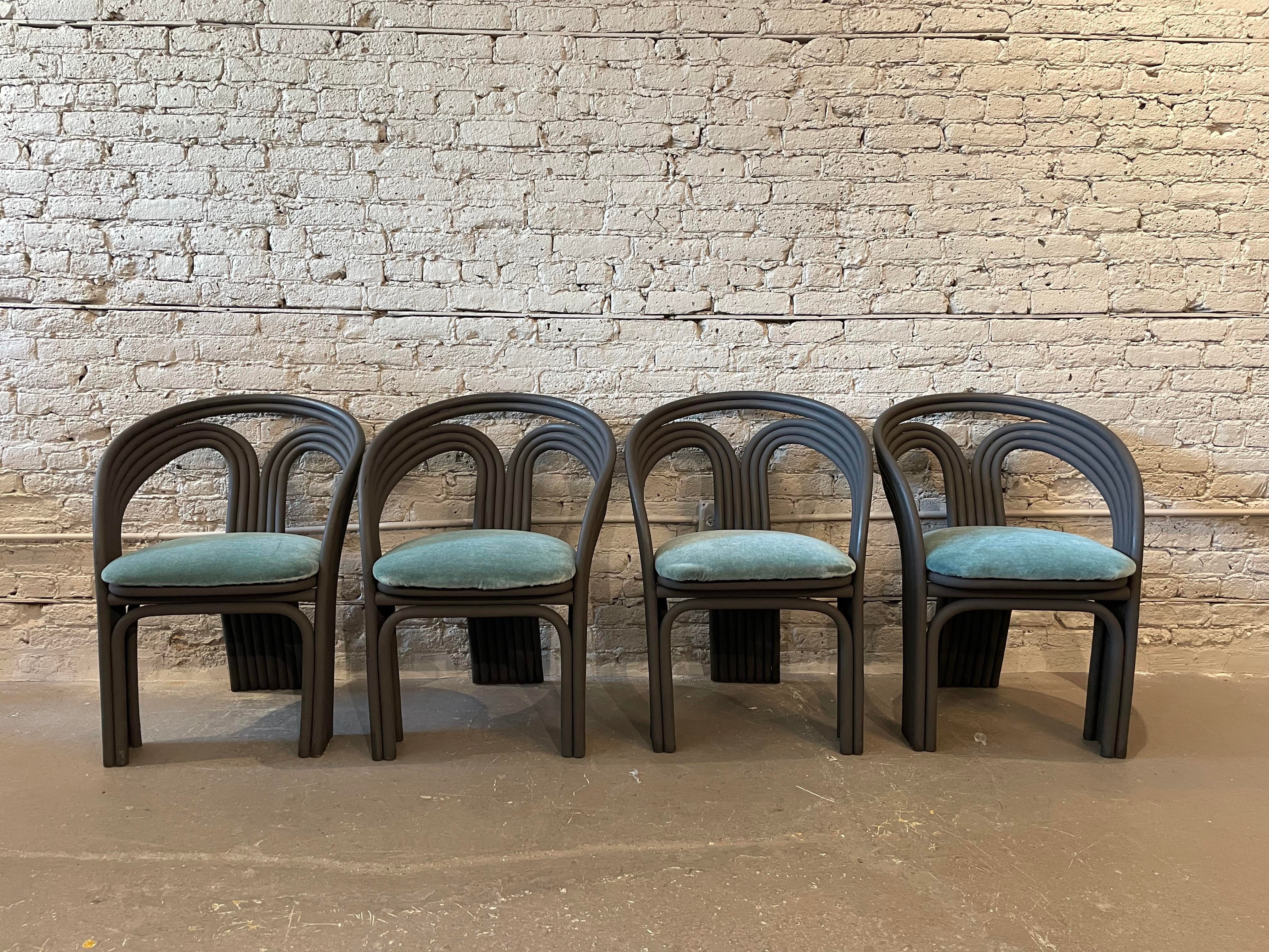 Bamboo Vintage Dining Chairs - Set of 4