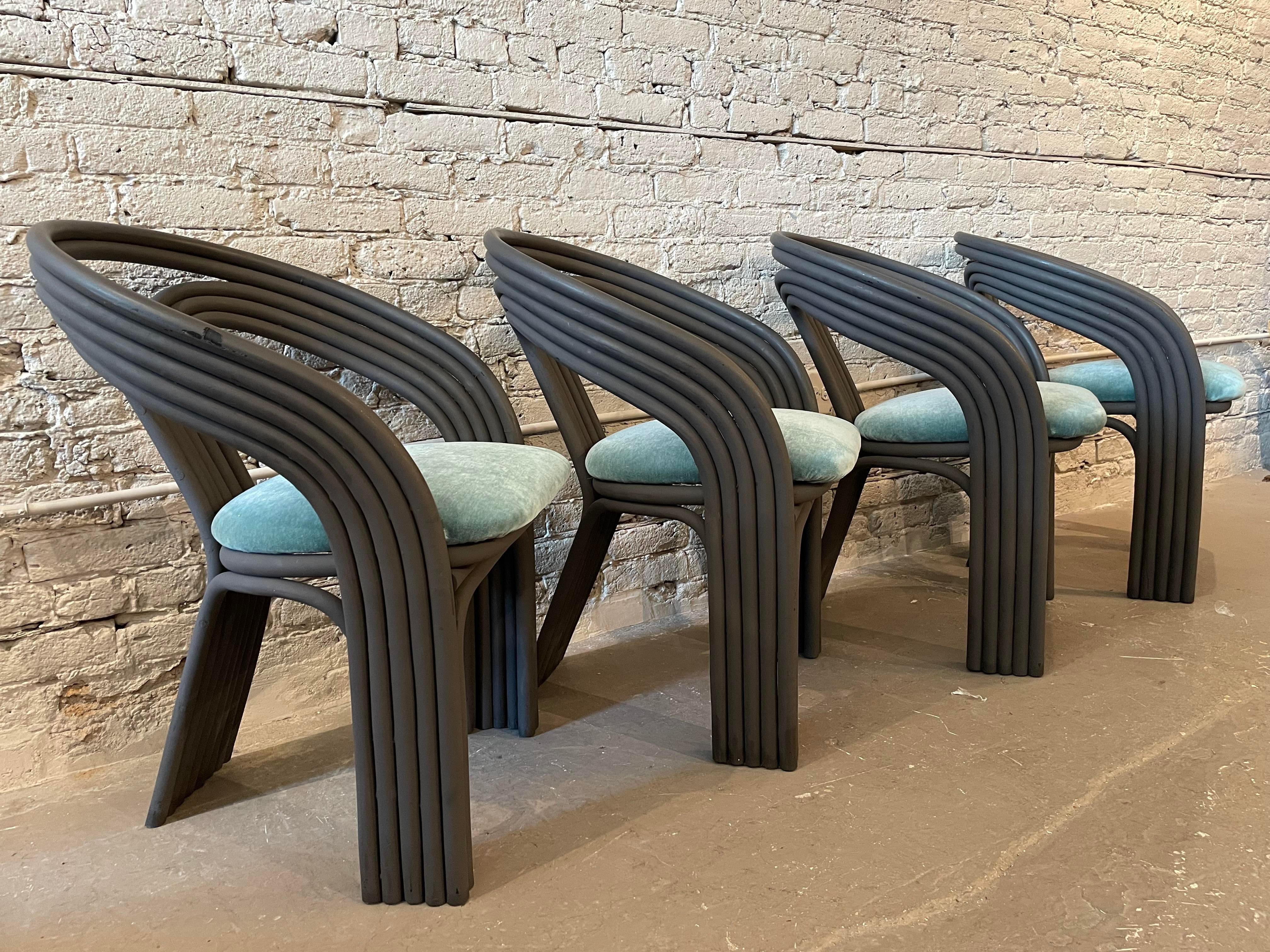 Bamboo Vintage Dining Chairs - Set of 4