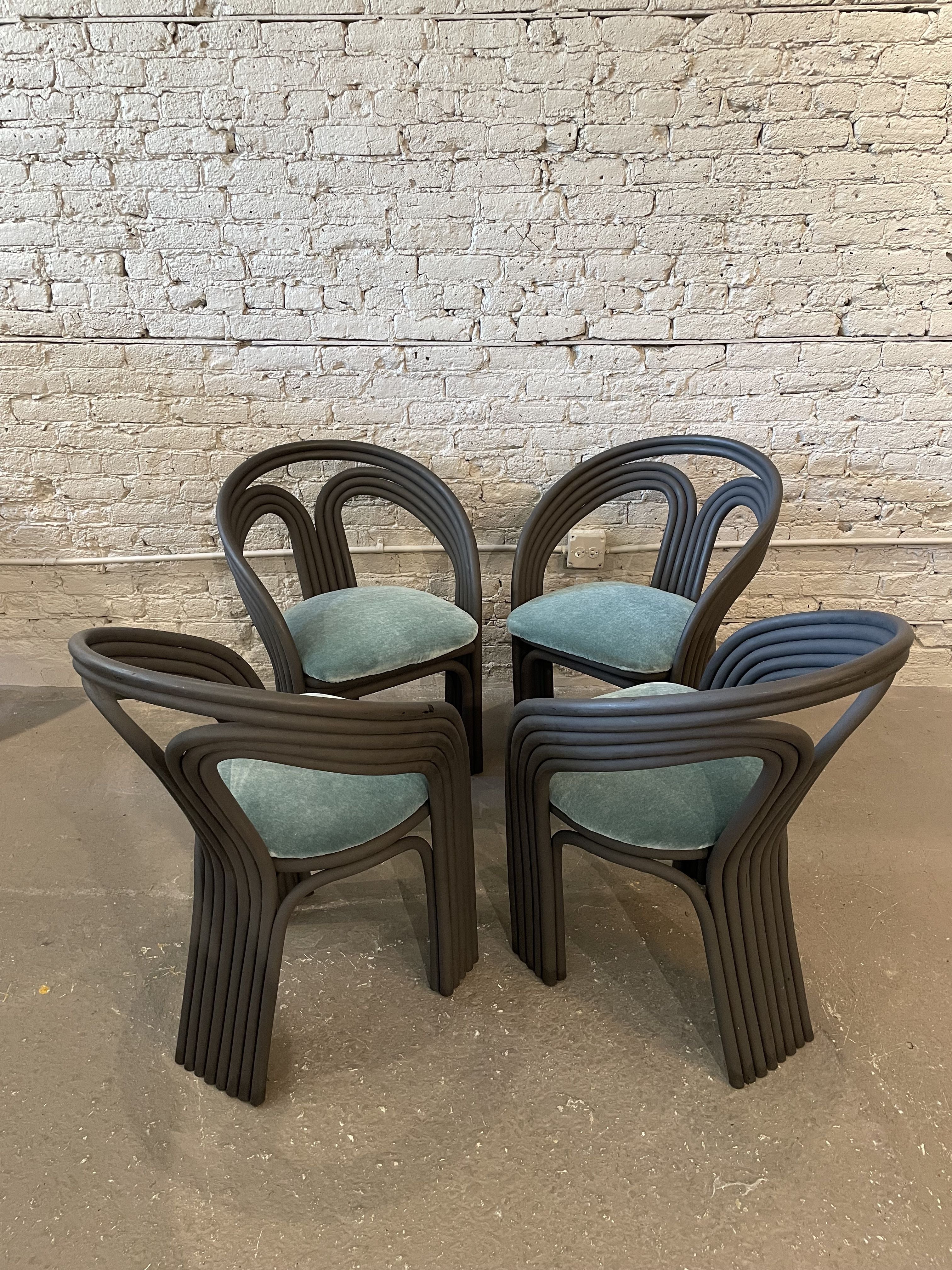 Bamboo Vintage Dining Chairs - Set of 4